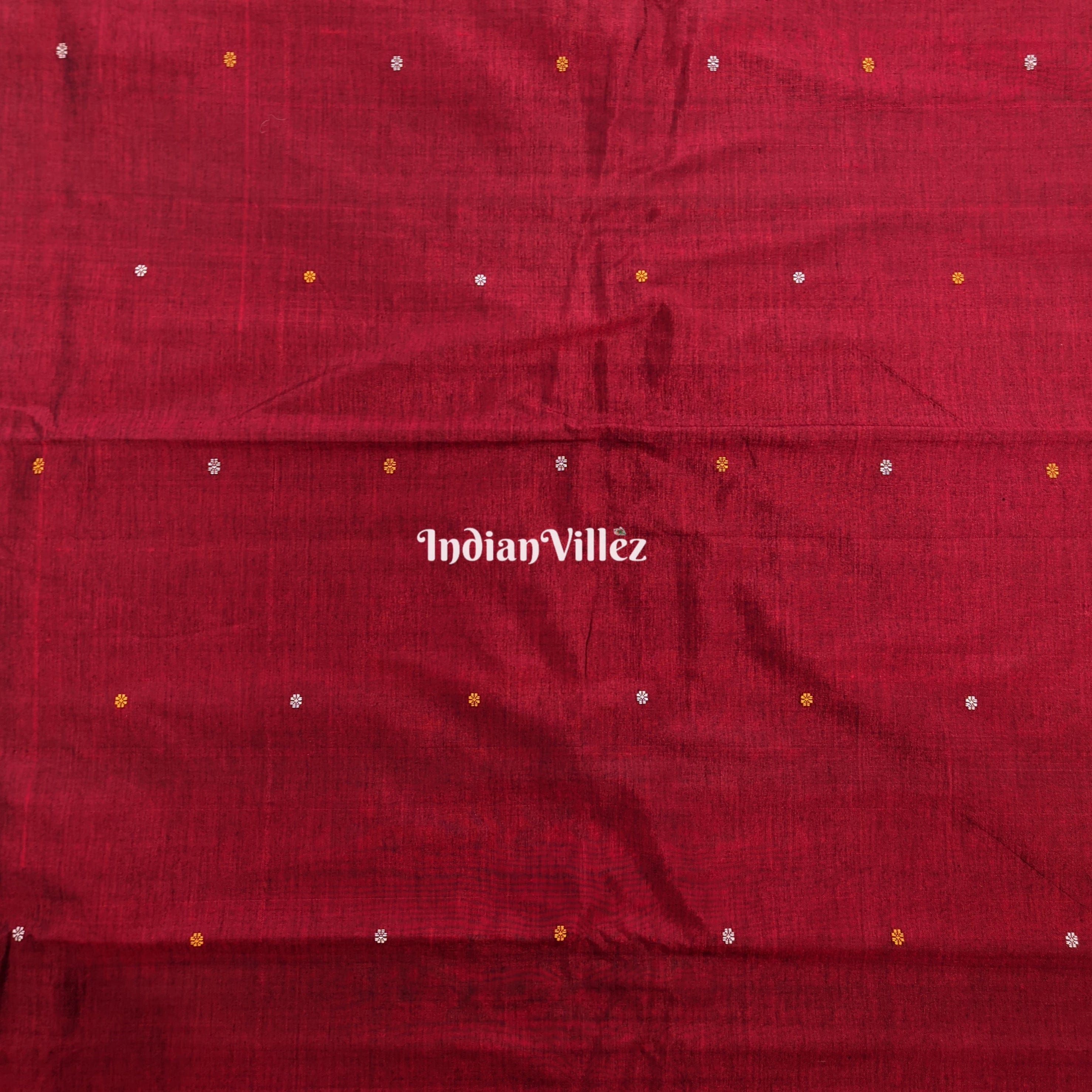 IndianVillèz Maroon Odisha Handloom Bomkai Ikat Silk Cotton Fabric - view 2