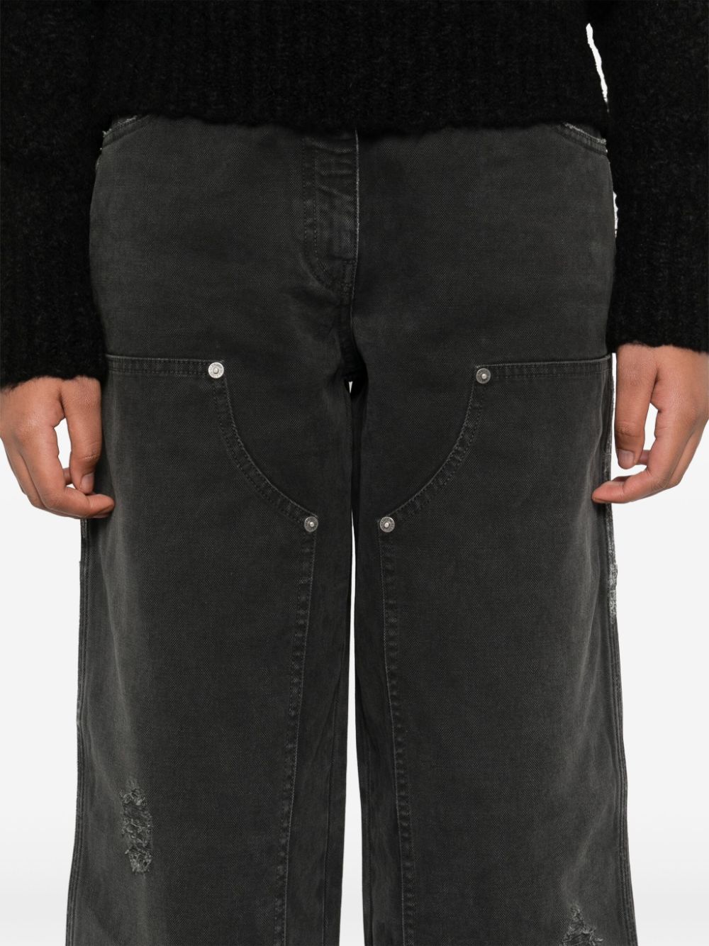 Golden Goose jeans with distressed effect and front patches - view 2