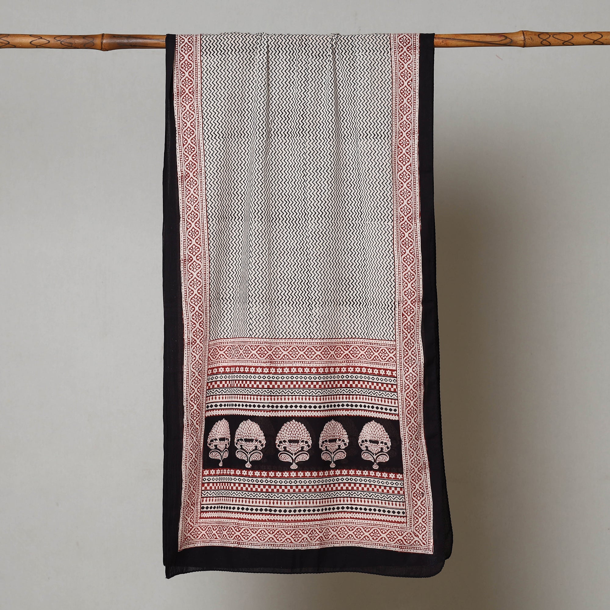 BAGH PRINTS BY MOHAMMED BILAL KHATRI Black - Bagh Hand Block Printed Cotton Stole - view 2
