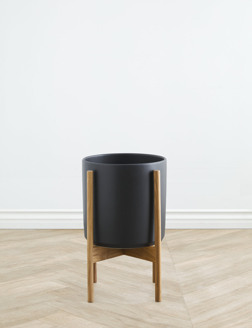 Lulu and Georgia Ceramic Planter Pot + Teak Stand by LBE Design