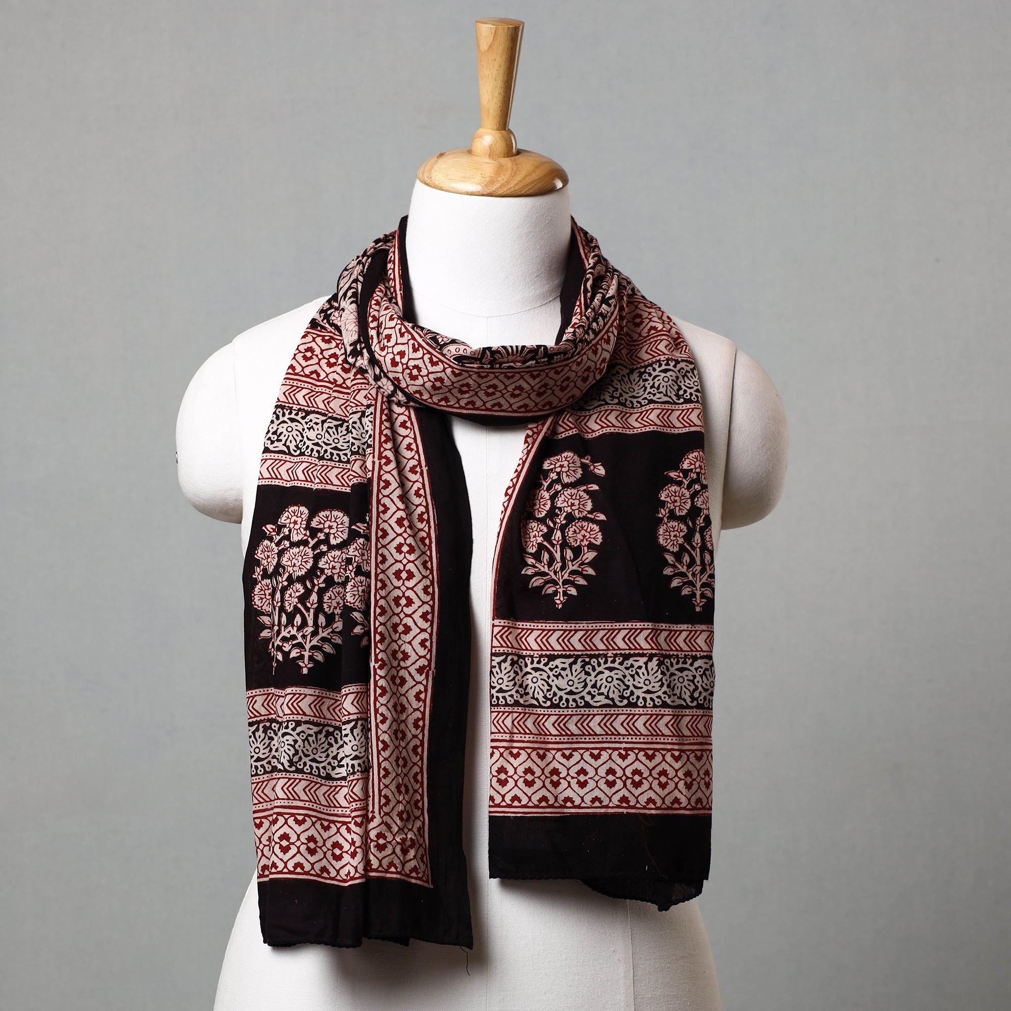 BAGH PRINTS BY MOHAMMED BILAL KHATRI Black - Bagh Hand Block Printed Cotton Stole