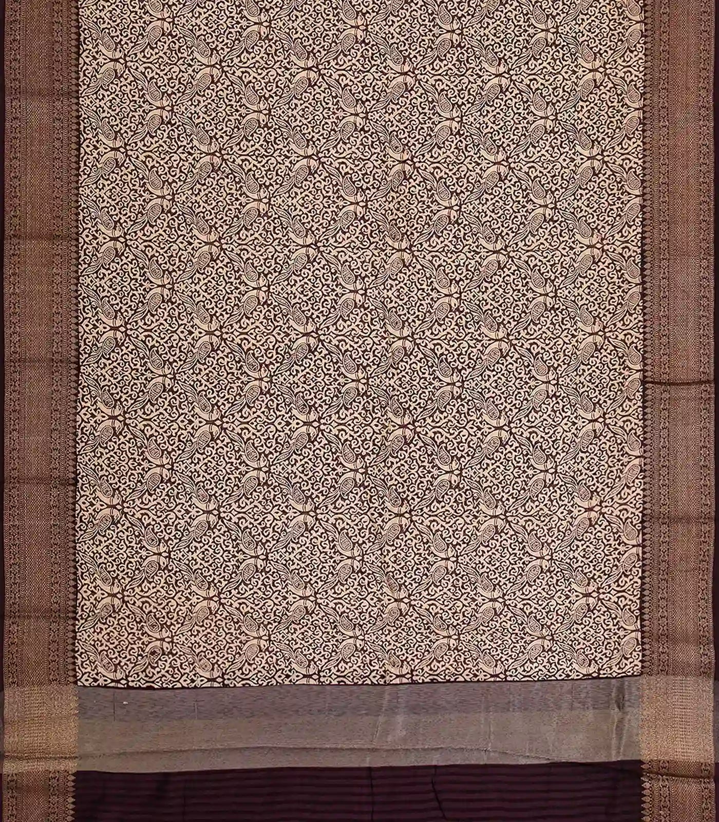 RmKV Maroon Chanderi Cotton Saree Printed With Peacock Motifs-Maroon - view 2