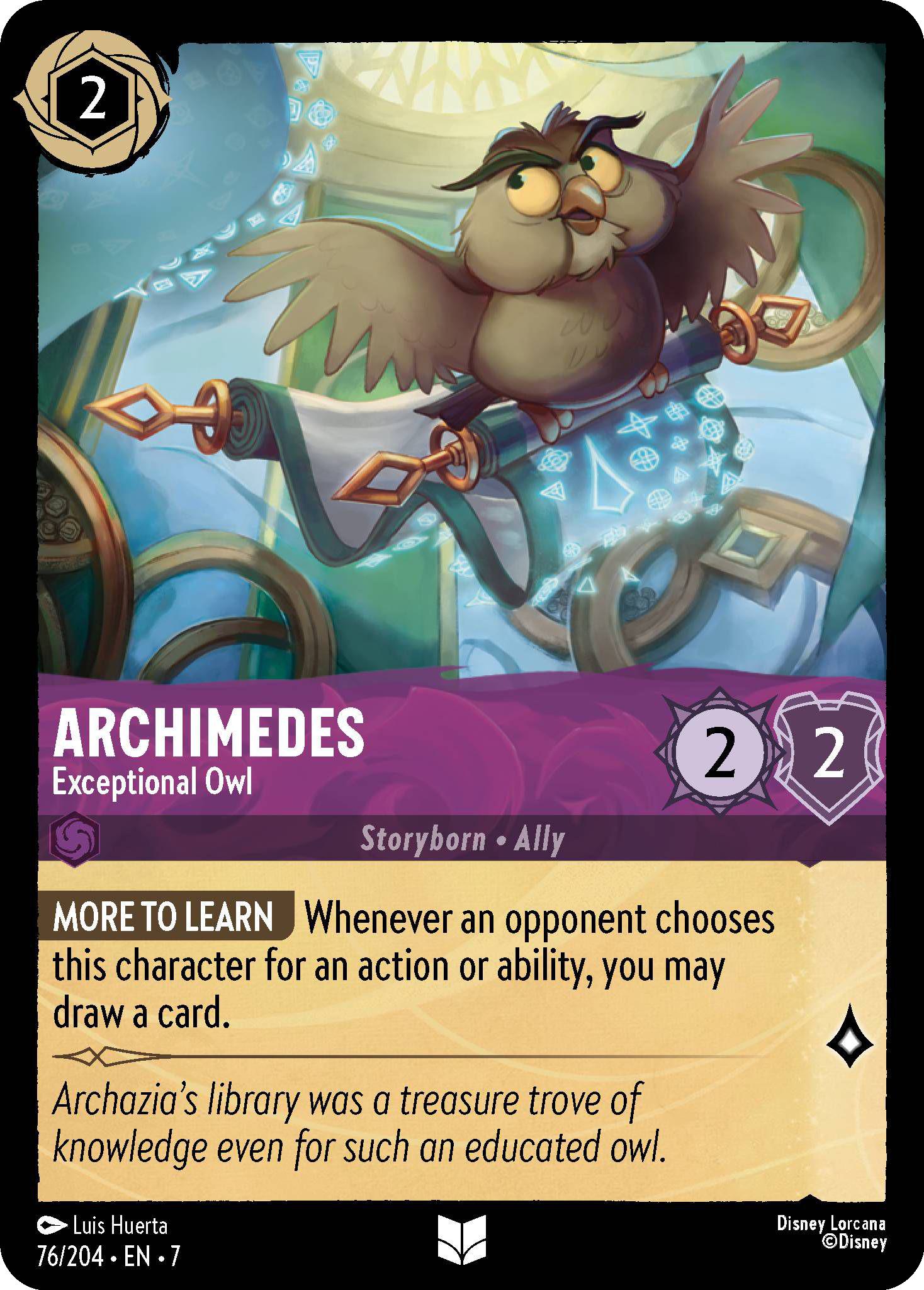 Lorcana Archimedes - Exceptional Owl - 76/204 [Archazia's Island] [Non-Foil]