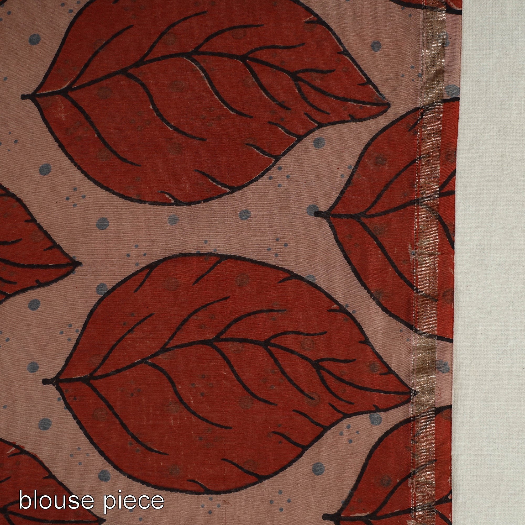 AJRAKH BY JABBAR KHATRI Brown - Chanderi Silk Block Printed Ajrakh Saree 07 - view 7