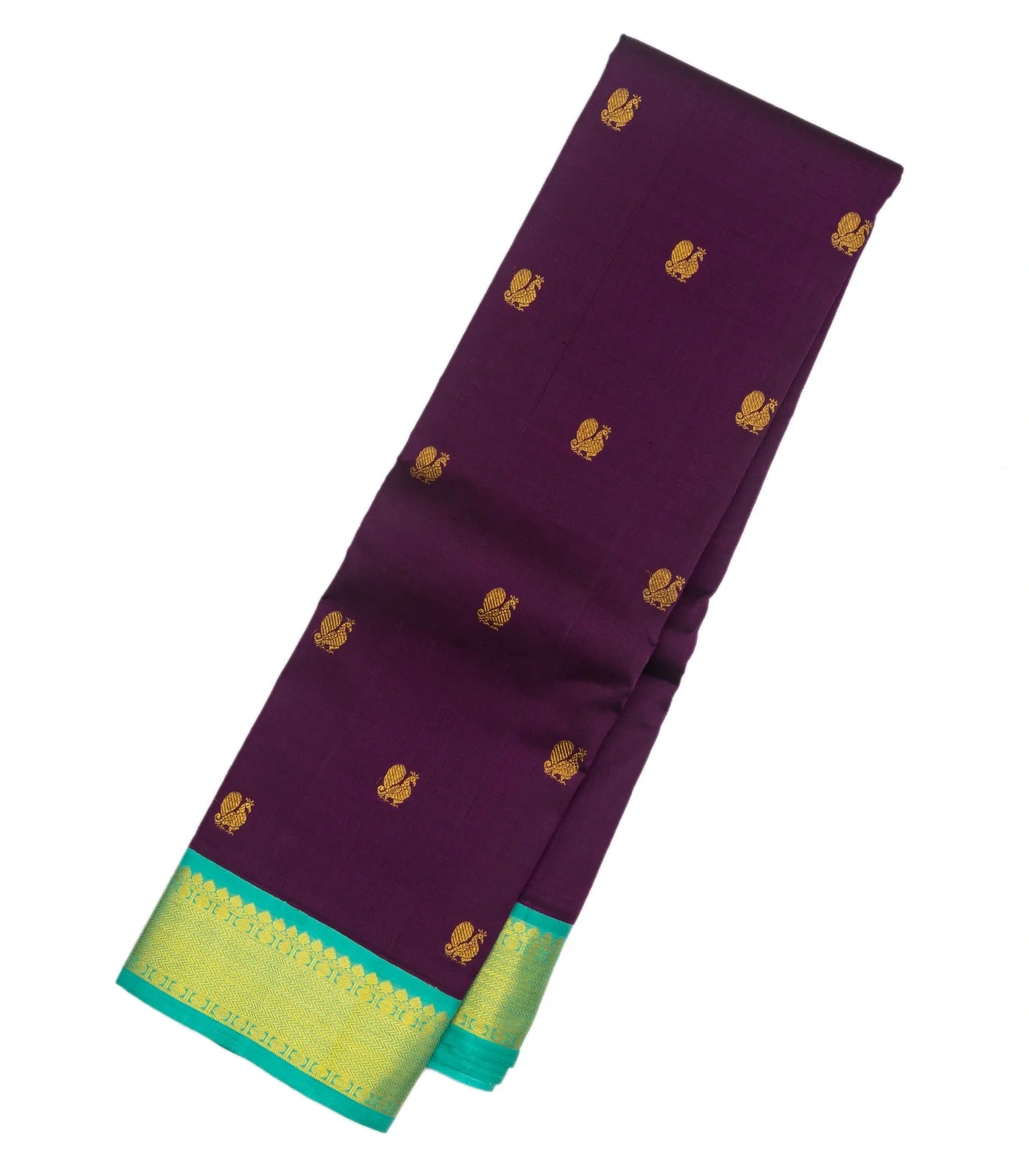 RmKV Magenta Handloom Kanchipuram Korvai Silk Saree With Annam Buttas