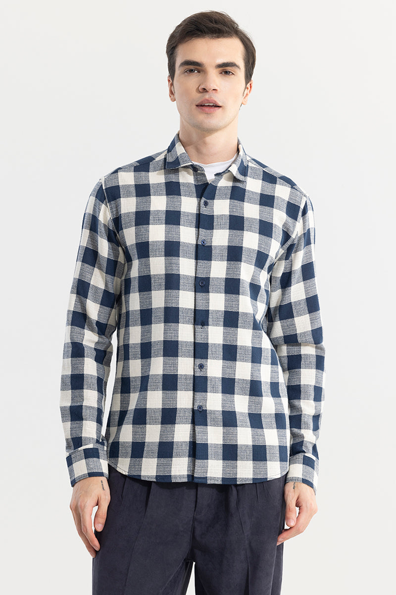 SNITCH Chess Square Navy Checks Shirt - view 5