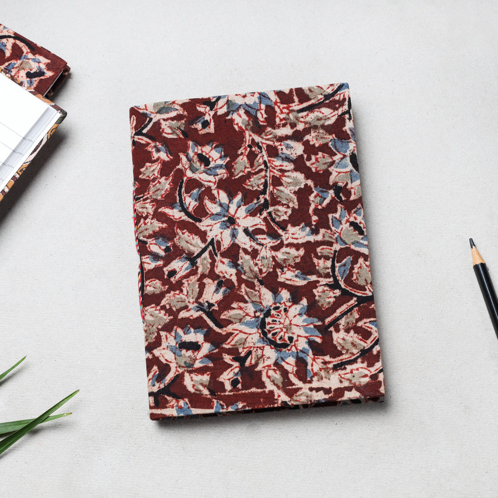 CHUTNEY CRAFT STUDIO Brown - Kalamkari Fabric Cover Handmade Paper Notebook (18 x 13 cm)