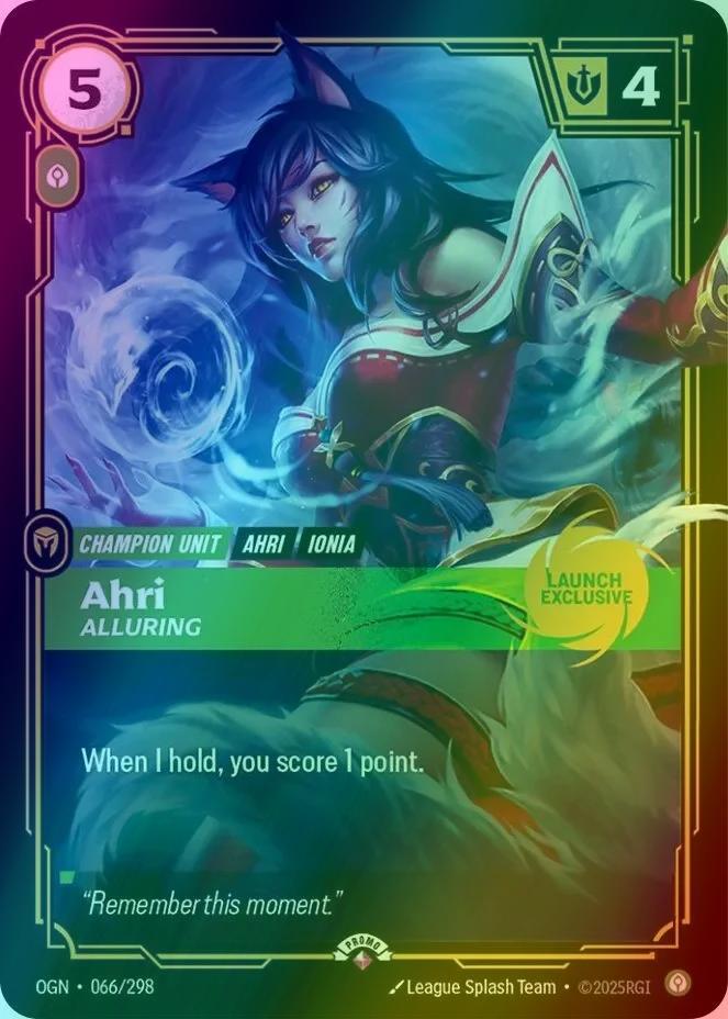 Alluring launch exclusive – Ahri - Alluring (Launch Exclusive) - 066/298 [Riftbound Promotional Cards] [Foil]