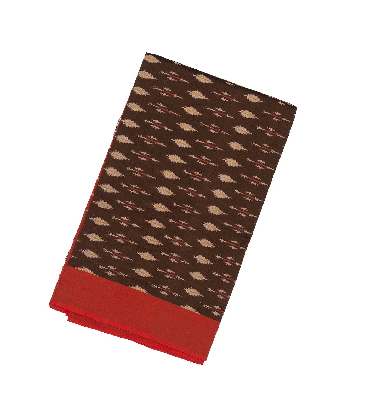 RmKV Dark Brown Woven Orissa Cotton Saree With Tie & Dye Motifs