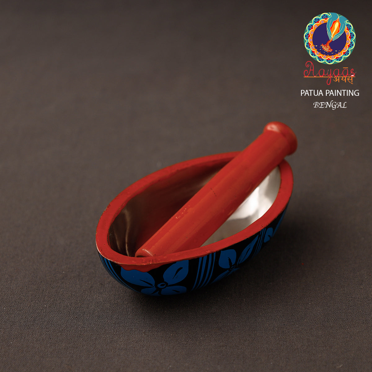 AAYAAS Bengal Patua Handpainted Mortar and Pestle Set 18