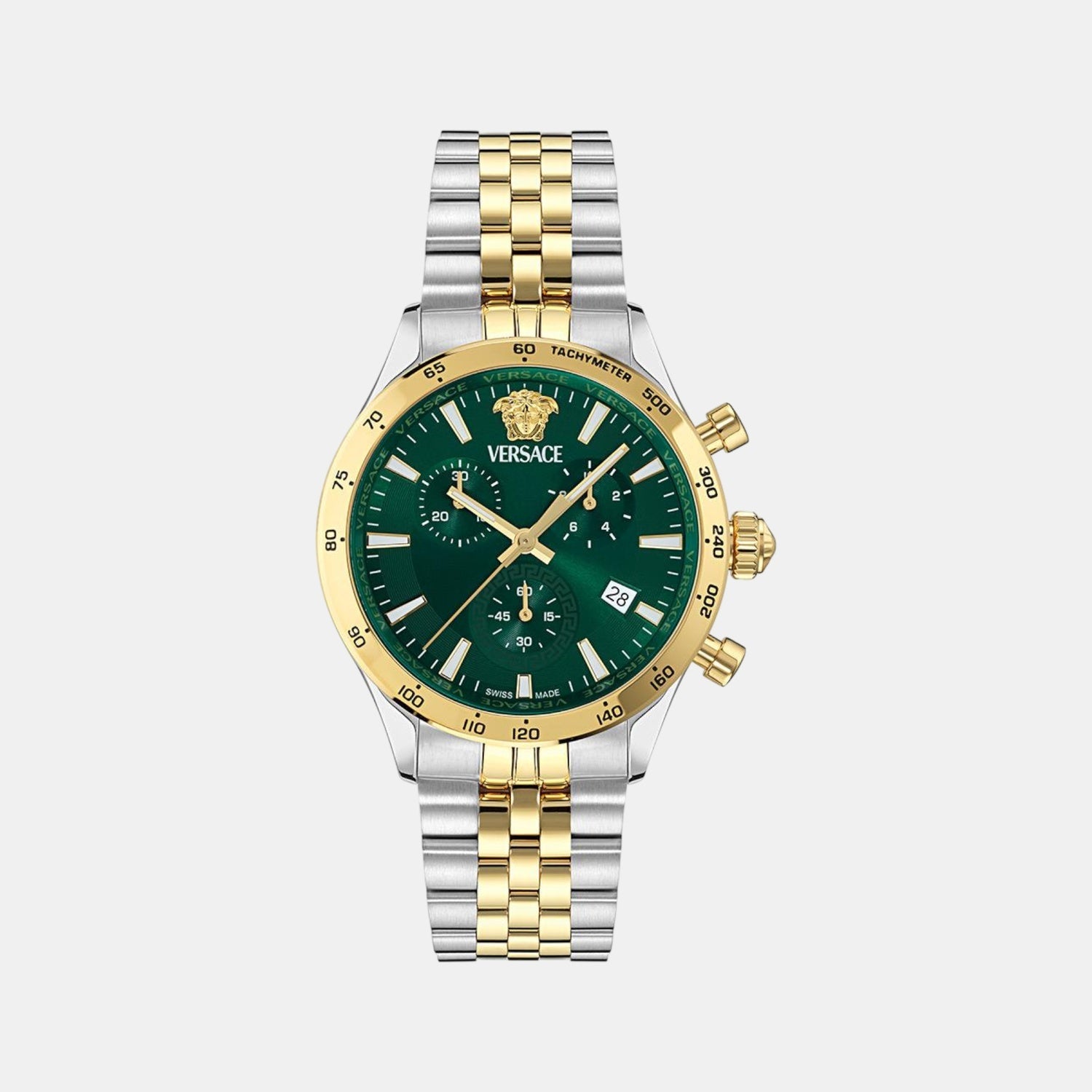 Versace Helleny.CHR.Petite Men Quartz Green Dial Analog Stainless Steel Watch VECFA0224