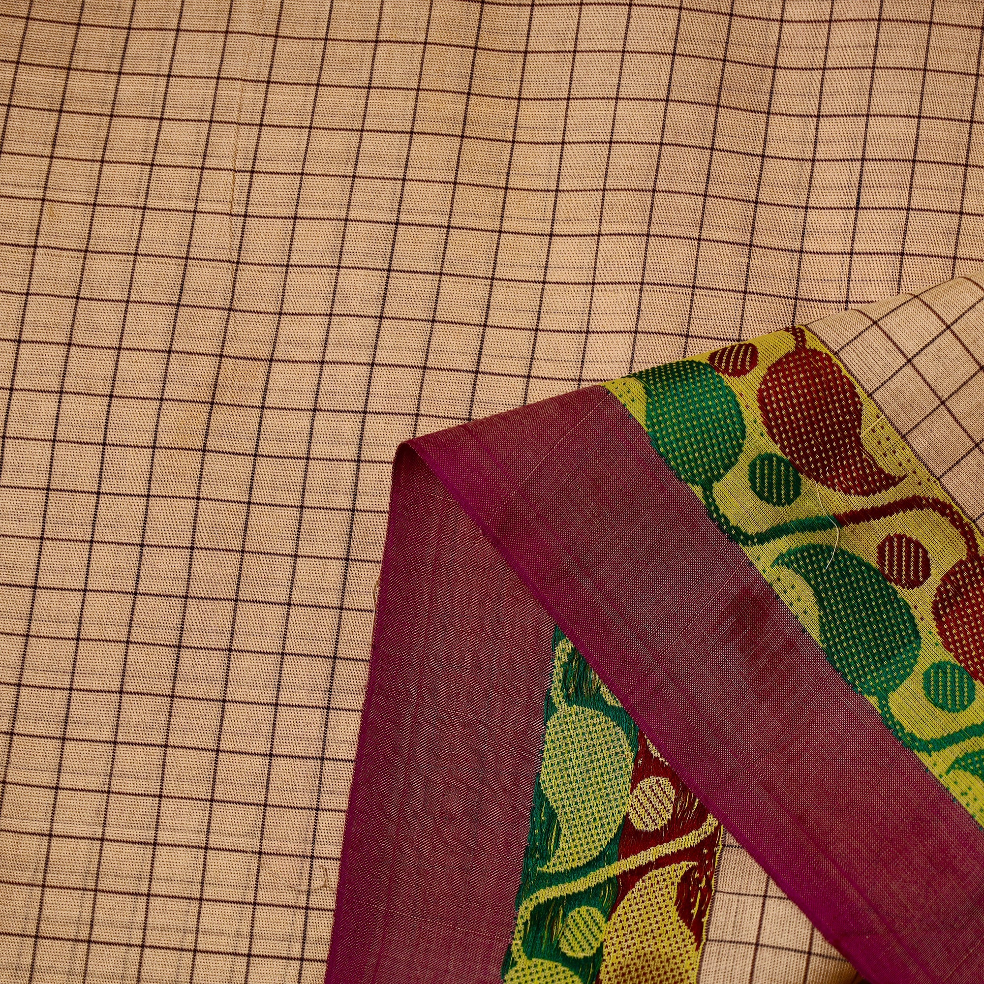 SOUTH KARGHA Brown - Cotton Kanchipuram Fabric with Thread Border 18 - view 3