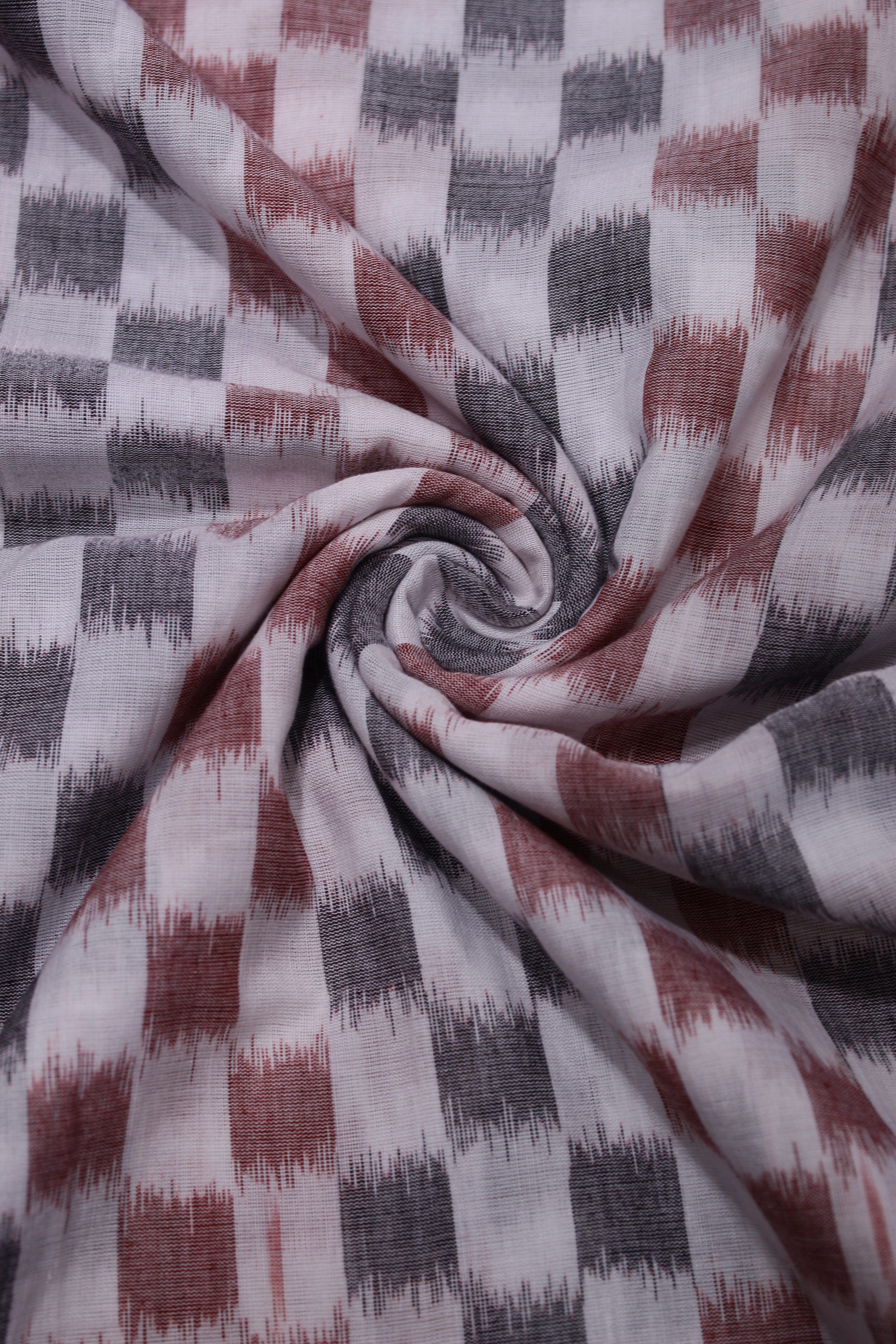 IndianVillèz White Red Tipa Design Sambalpuri Ikat Cotton Fabric
