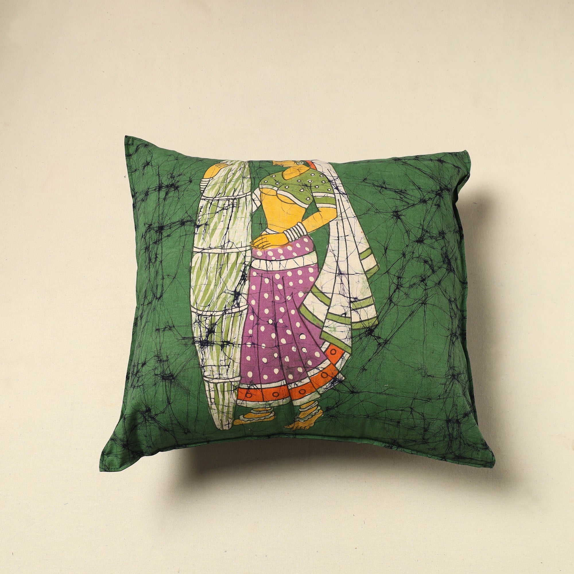 KACHCHH JI CHHAAP Pure Cotton Hand Batik Cushion Cover (18 x 18 in) 54
