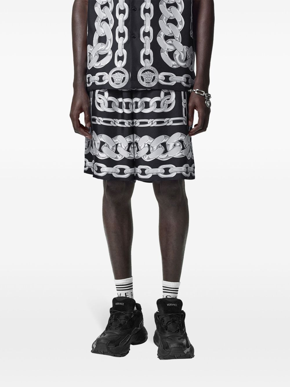 Versace Medusa Chains Silk Shorts – Fabric 100% - view 2