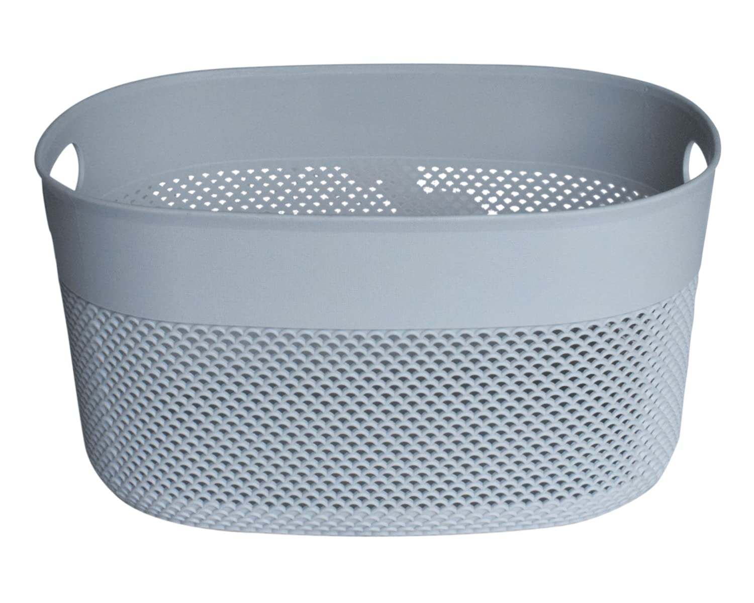 Heart Home Unbreakable Medium Multipurpose Storage Baskets with lid|Design-Netted|Material-Plastic|Shape-Oval|Color-Grey|Pack of 3 - view 6