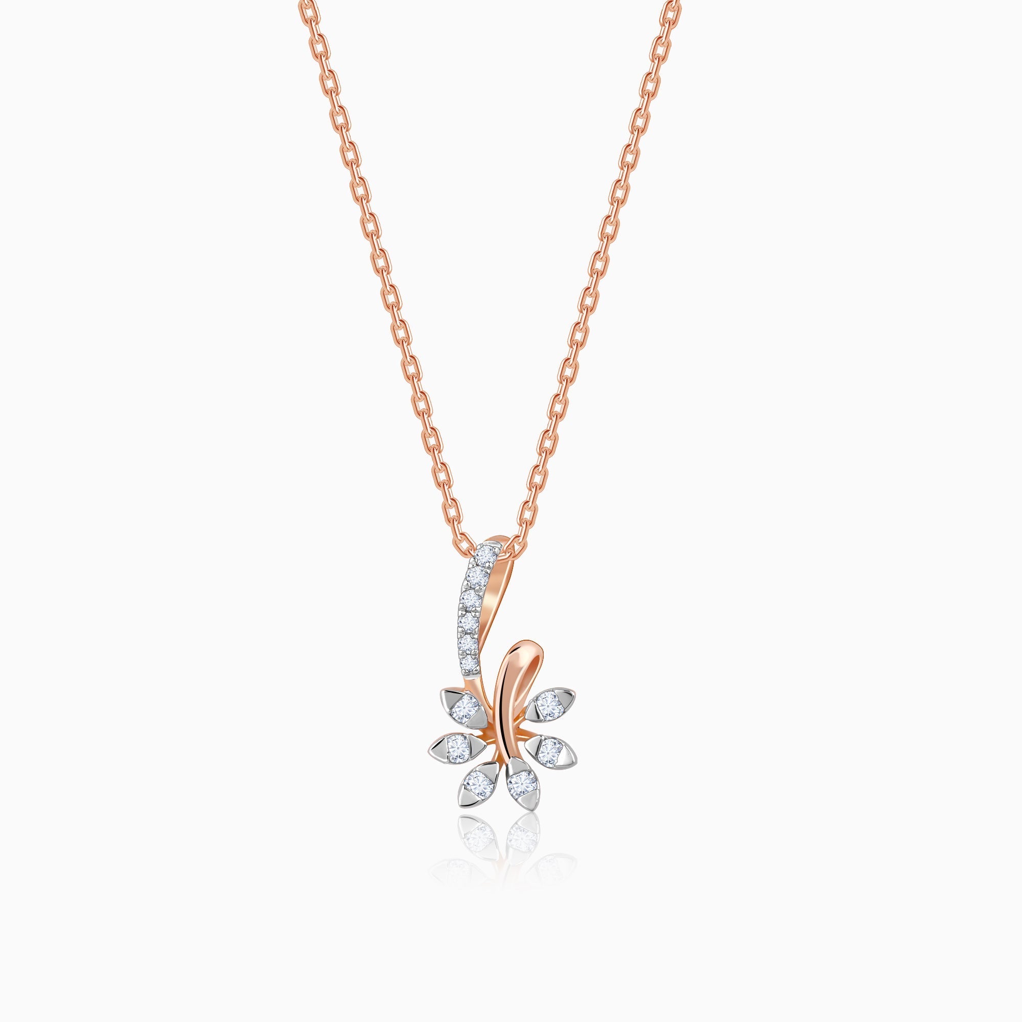 GIVA Jewellery Rose Gold Dewdrop Blossom Diamond Pendant