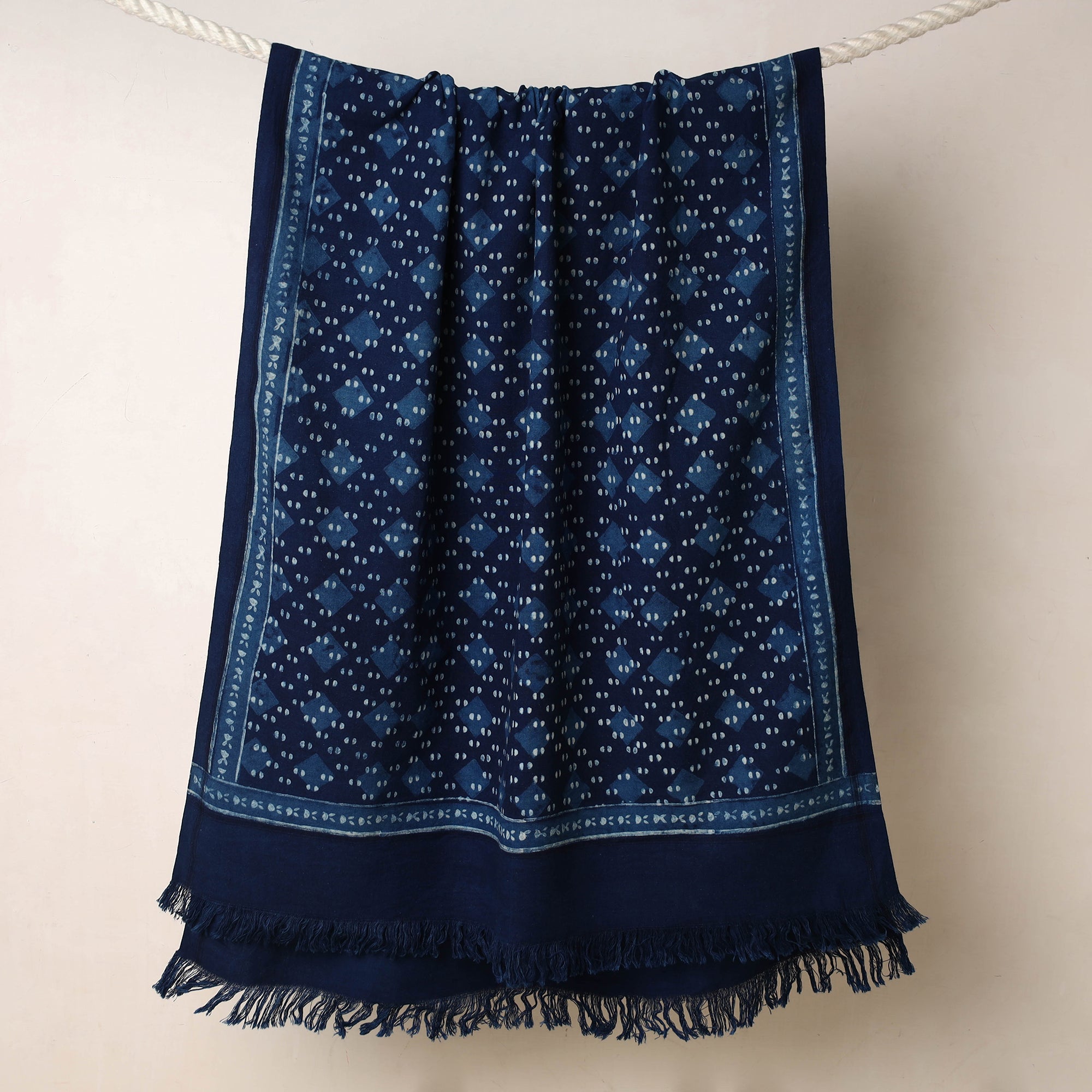 ITOKRI CRAFTS INITIATIVE Blue - Akola Block Printed Pure Handloom Cotton Towel - view 2