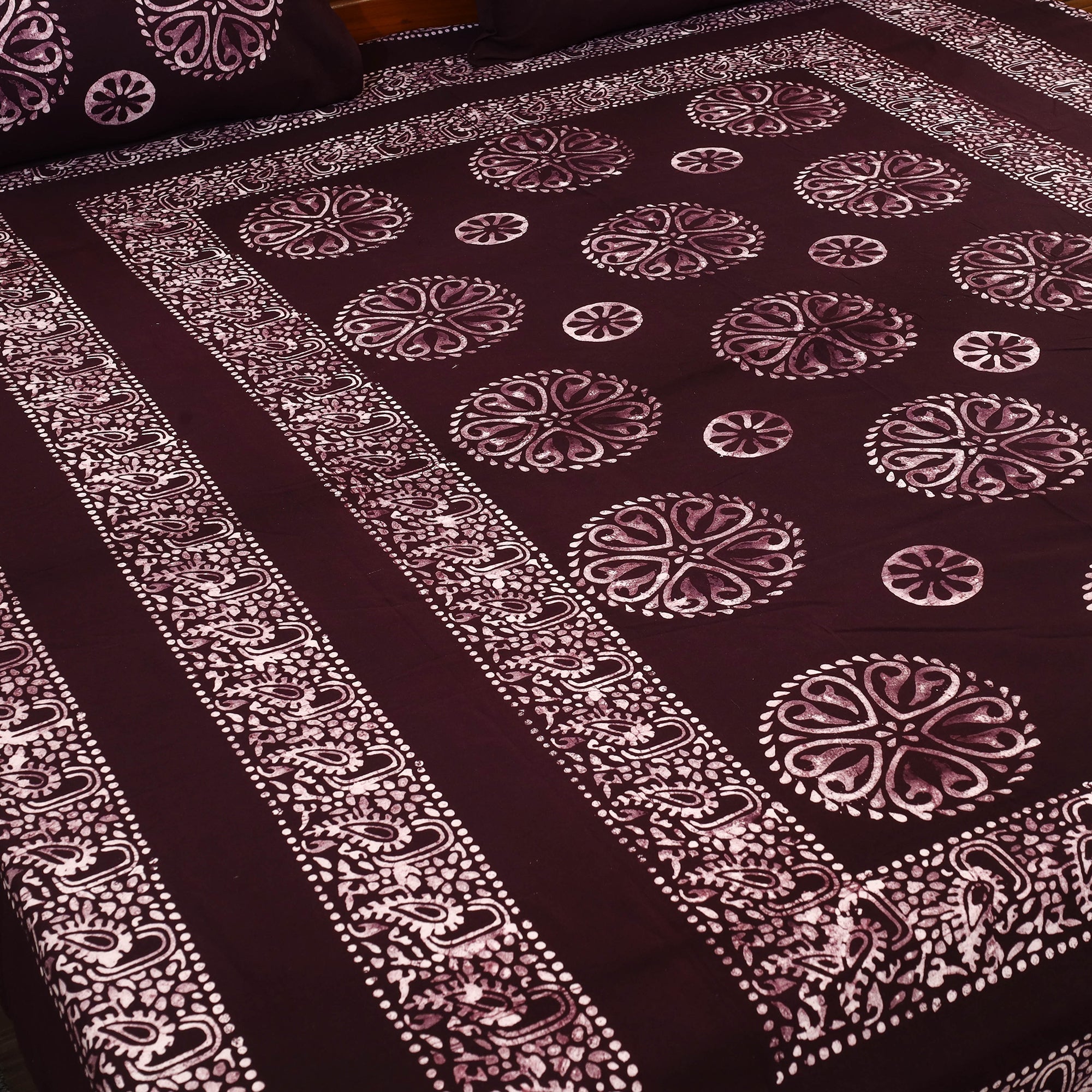 BATIK BY MD. SHARIFF Brown - Cotton Double Hand Batik Print Bed Sheet Set 20 - view 2