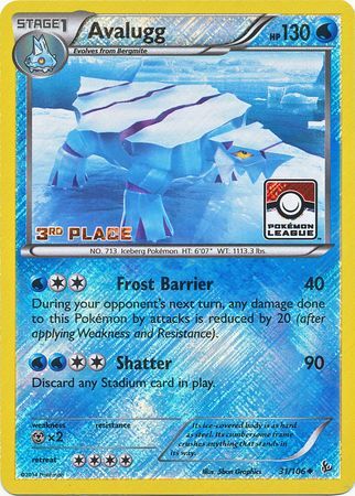 Promo league 3rd – Pokémon Avalugg - 31/106 - Promo [League] [3rd Place] [XY2MSP-31] [Reverse Holo]