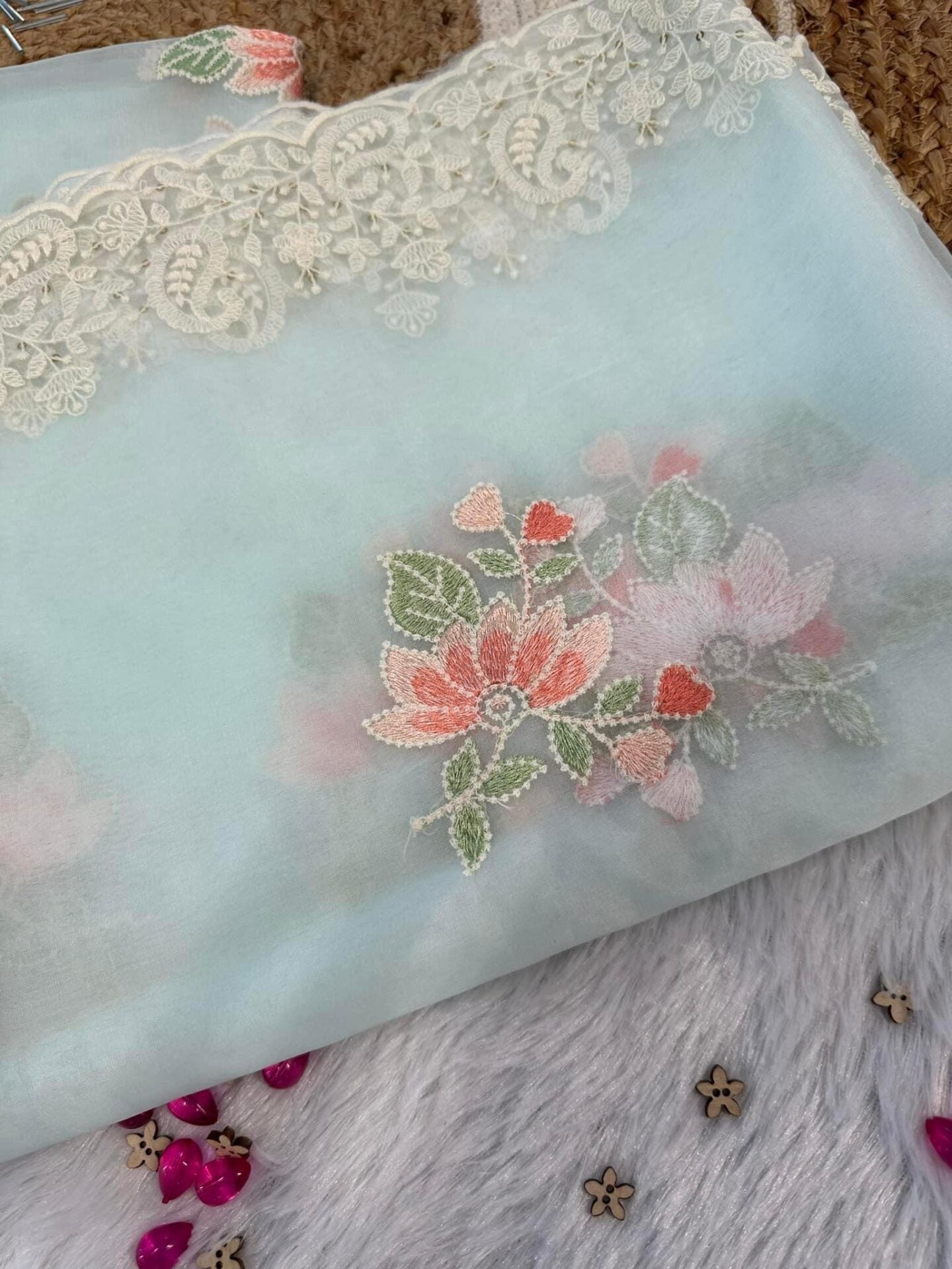 Idaho-o Light blue organza suit set # 026 - view 3