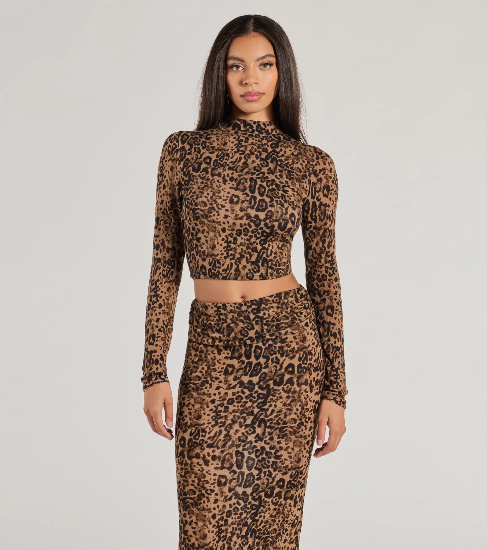 Windsor Bold Aura Leopard Print Knit Crop Top