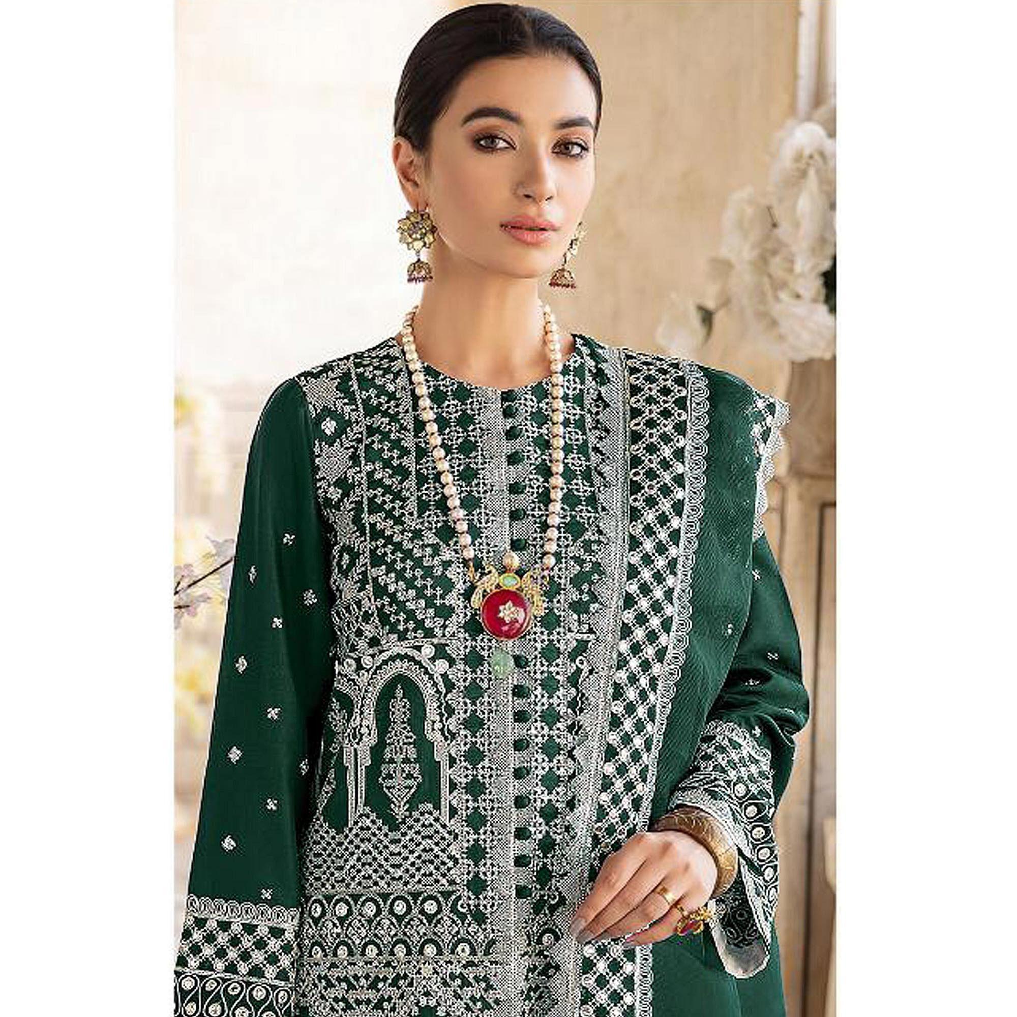 BlackTree green-embroidered-georgette-partywear-pakistani-suit-137383 - view 3