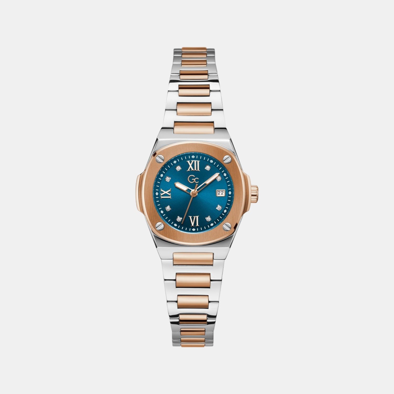 Gc Coussin Shape Mini Women Quartz Blue Dial Analog Stainless Steel Watch Z12011L7