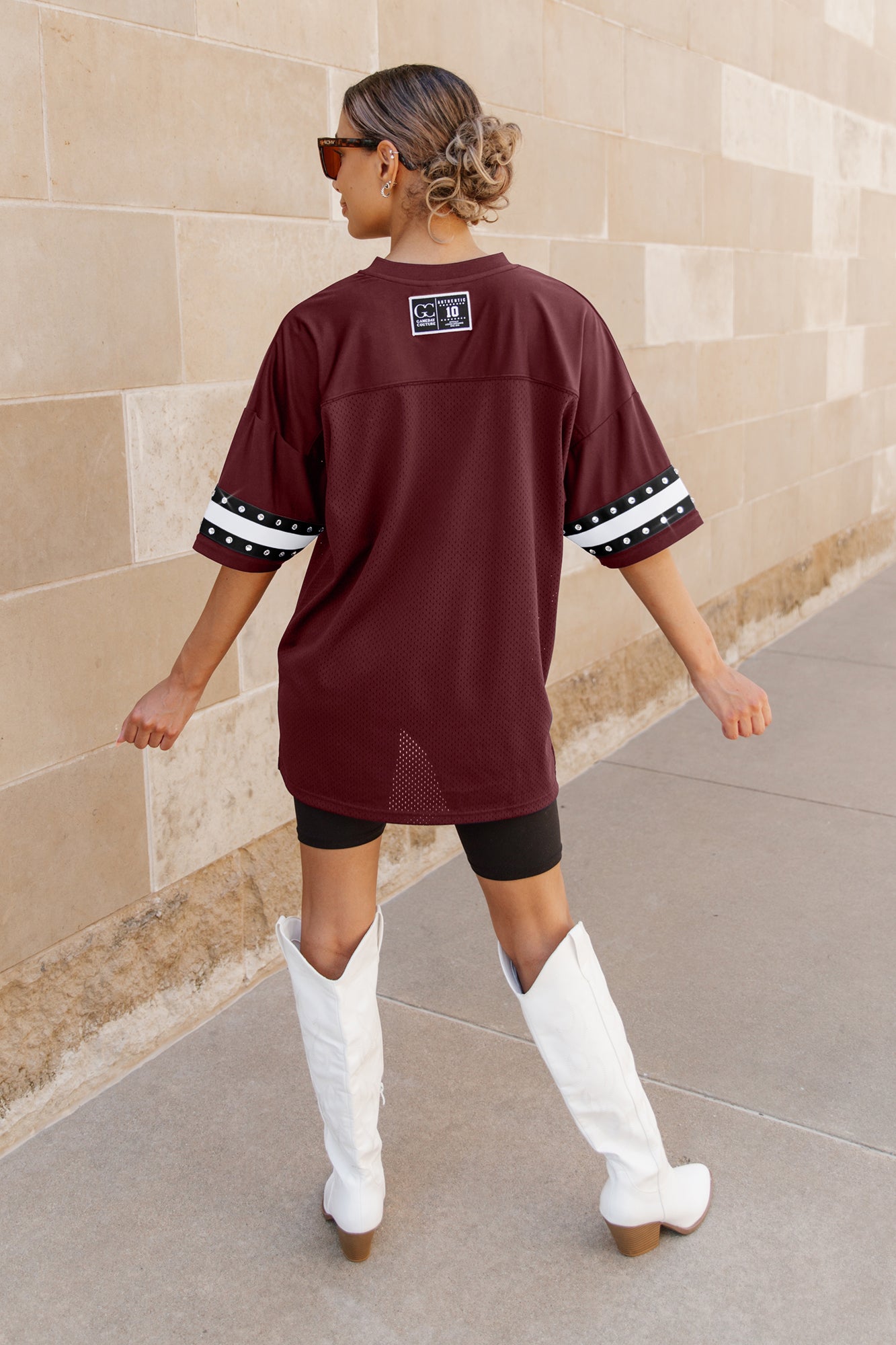 GC South Carolina Gamecocks Until Kickoff Oversized V-neck Rhinestone-striped Trim Fashion Jersey - view 5