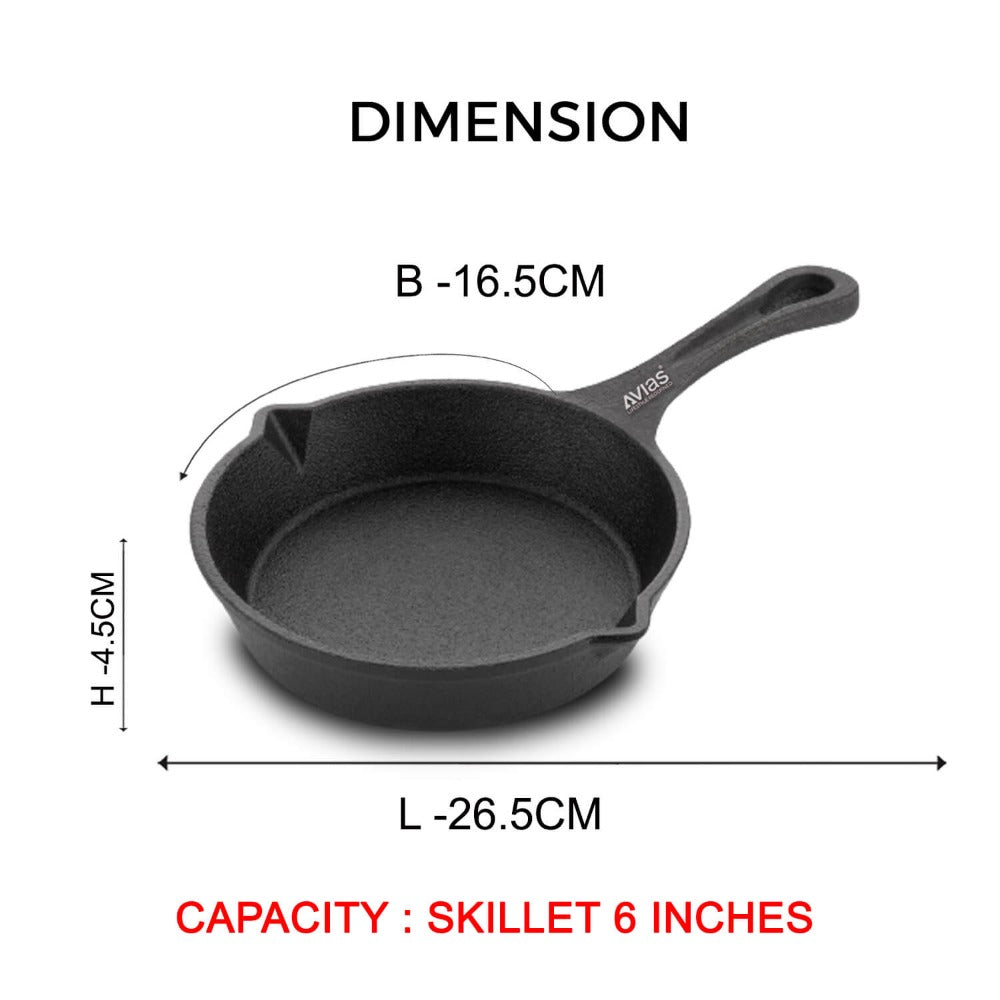 AVIAS Cast Iron Deep Skillet Iron Fry Pan | Black - view 2