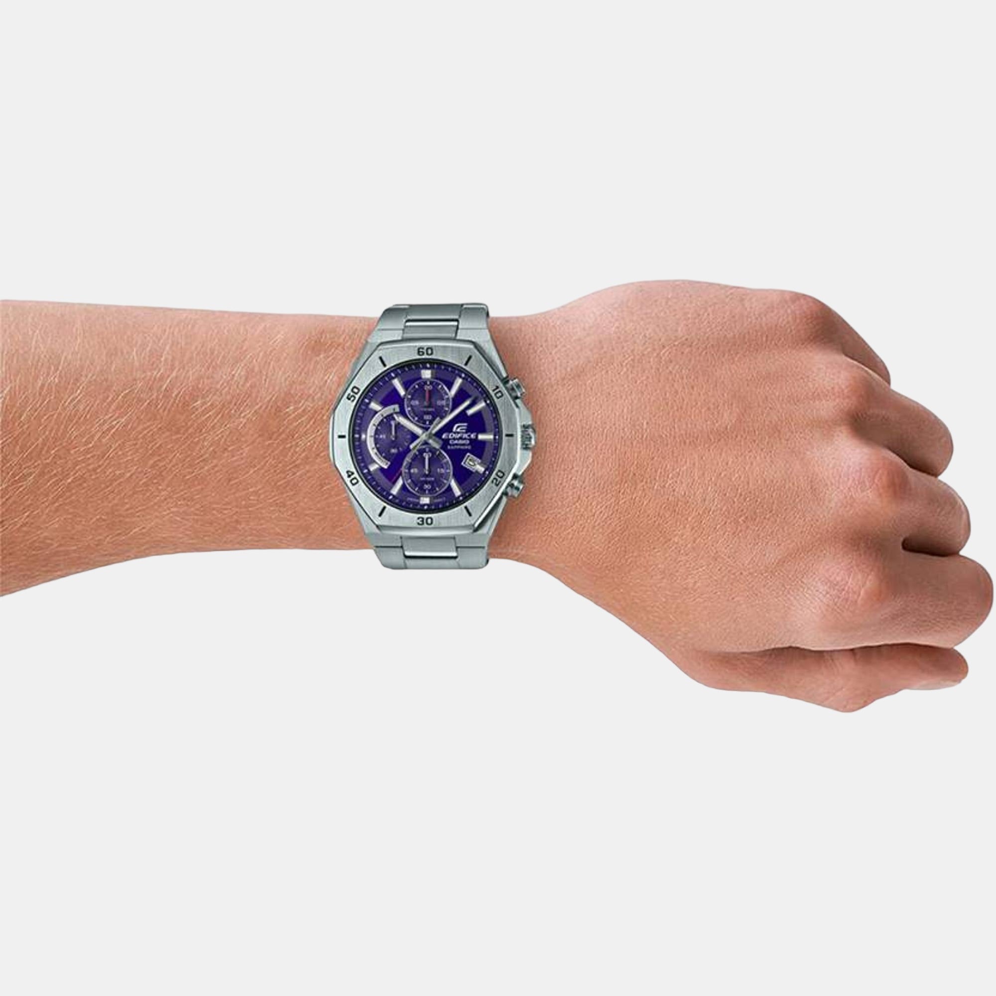 Casio Edifice Men Quartz Silver Dial Chronograph Stainless Steel Watch EX552 - view 5