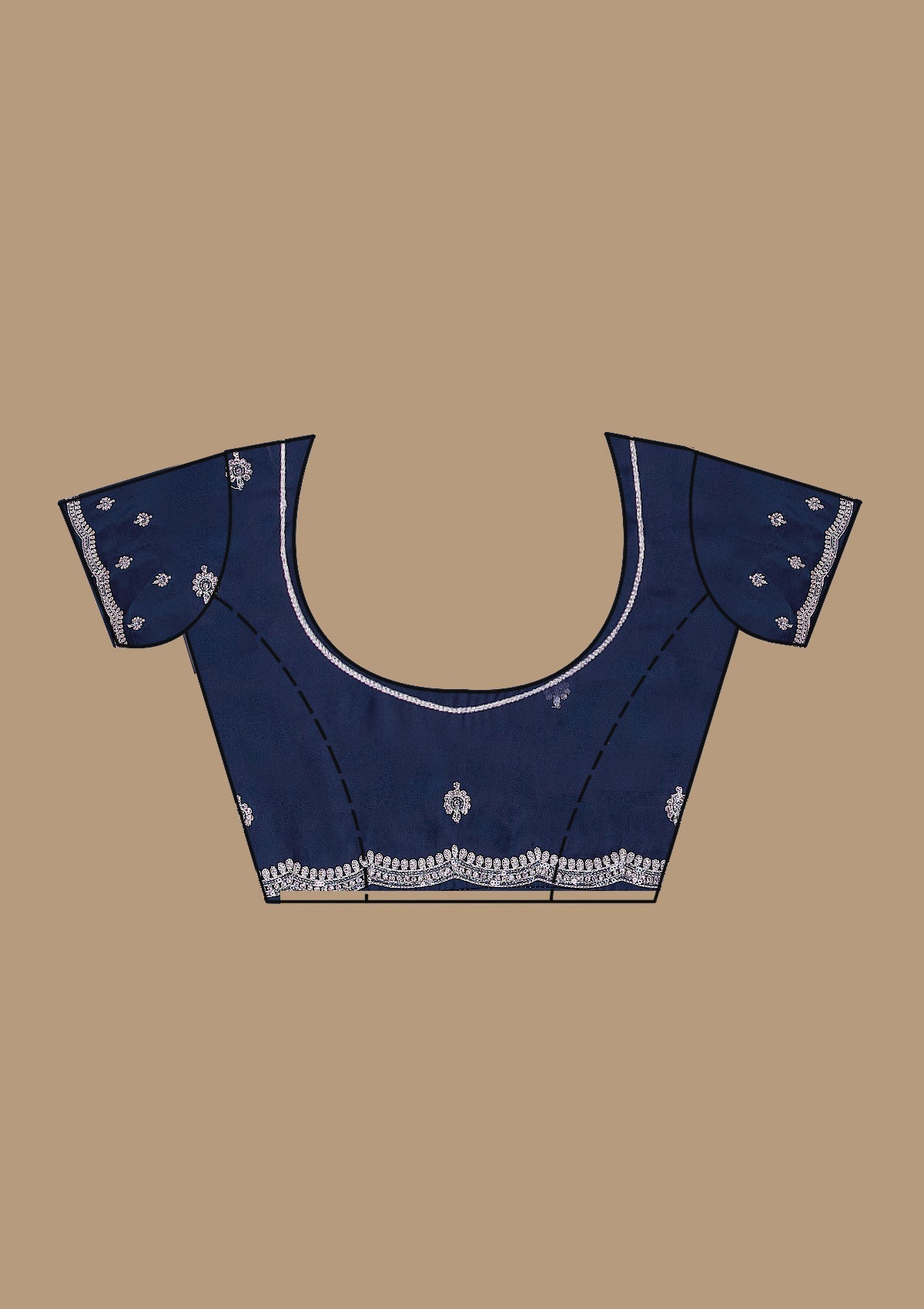 Koskii Navy Blue Zariwork Georgette Saree – Women's - view 10