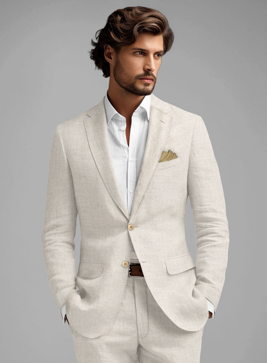 StudioSuits Solbiati Beige Herringbone Linen Suit - view 4