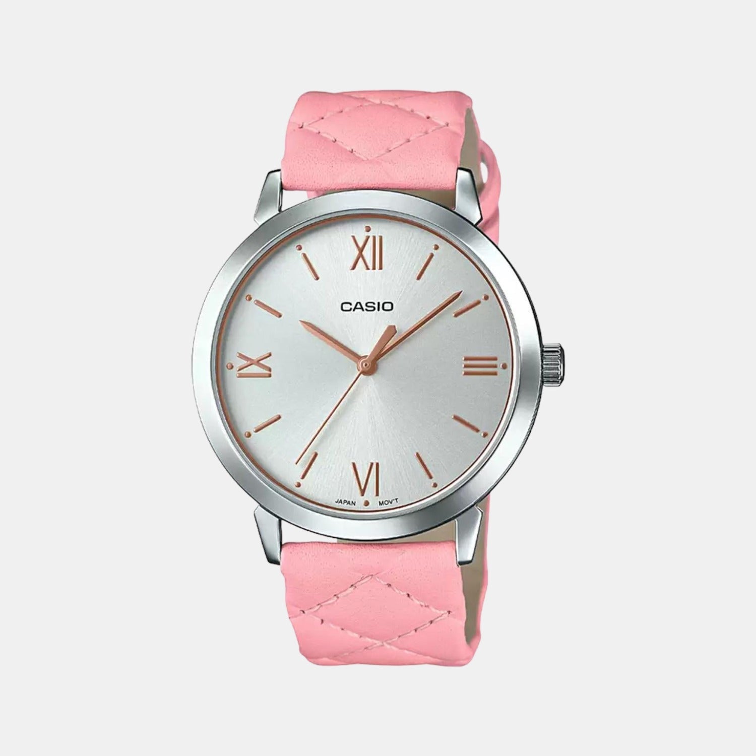Casio Enticer Women Quartz Silver Dial Analog Leather Watch A1483