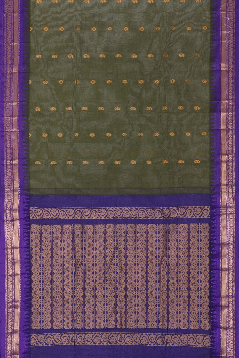 Kalanjali Gadwal Cotton Green Saree – Women's - view 3