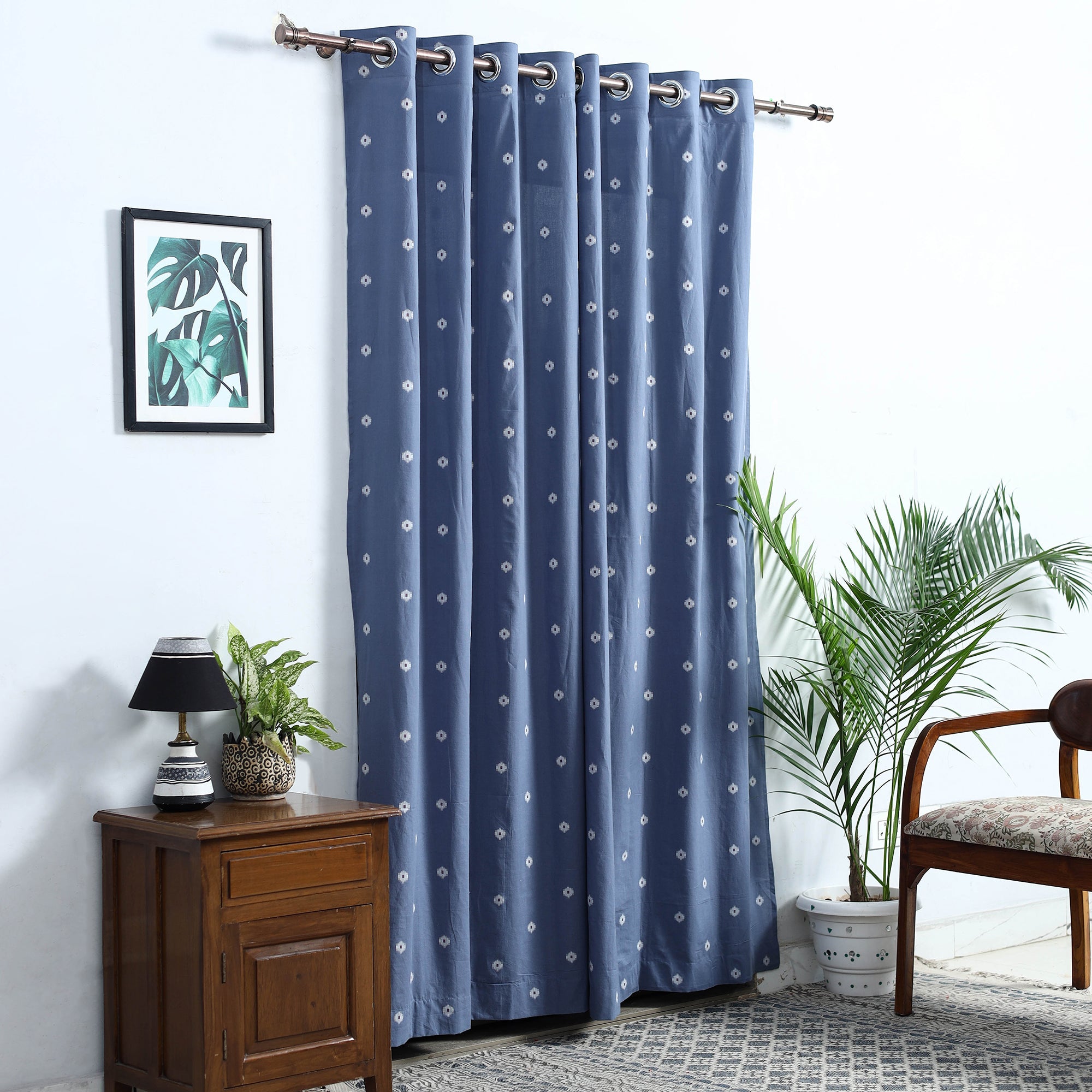 NOORI BAZAR Blue - Cotton Door Jacquard Curtain (7 x 3 Feet) 10