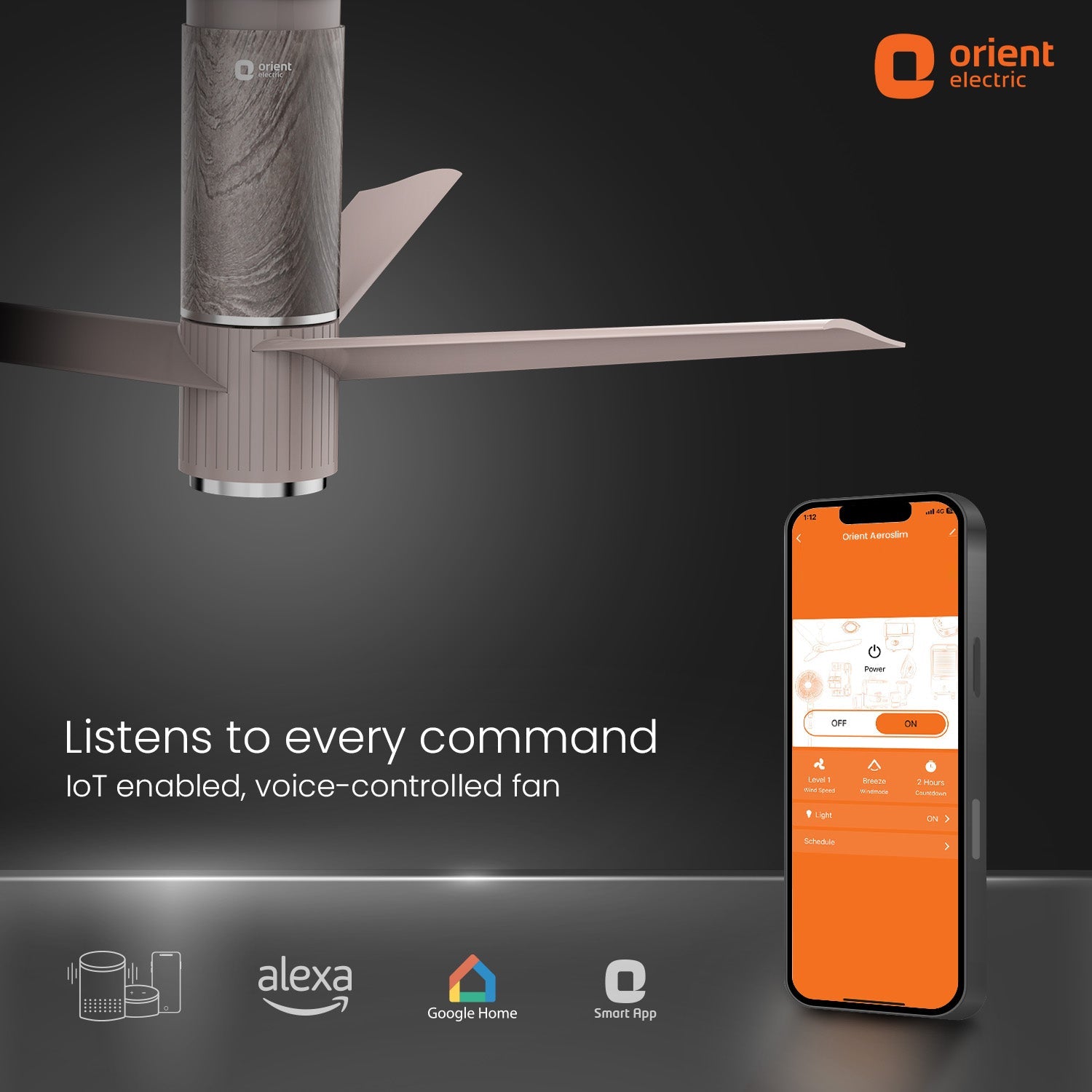 orientelectric Aeroslim with IoT, Remote & 3CCT Underlight BLDC PRO Smart Ceiling Fan - view 4