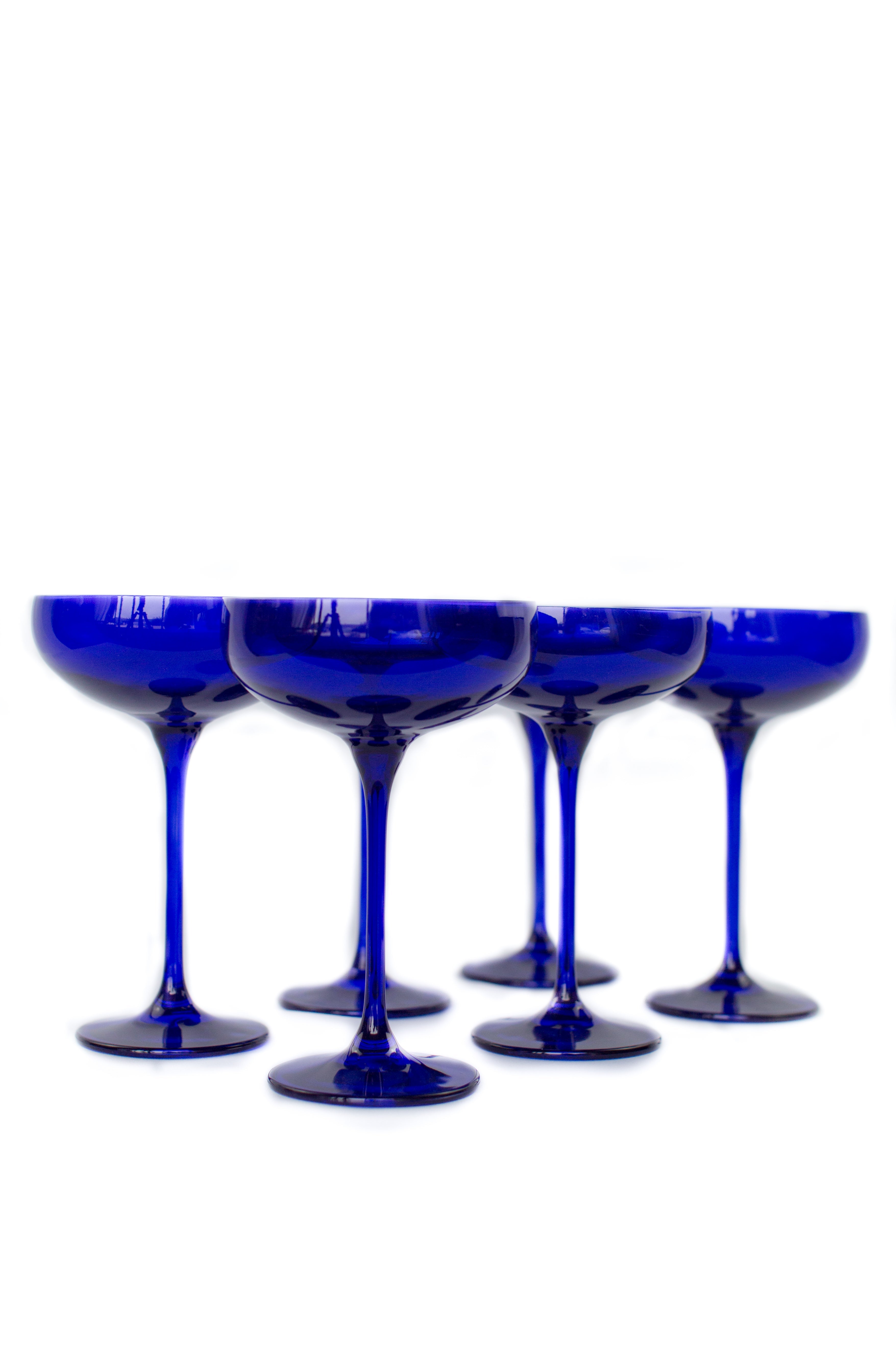 Estelle Colored Glass Estelle Colored Champagne Coupe Stemware - Set of 6 {Royal Blue} - view 6