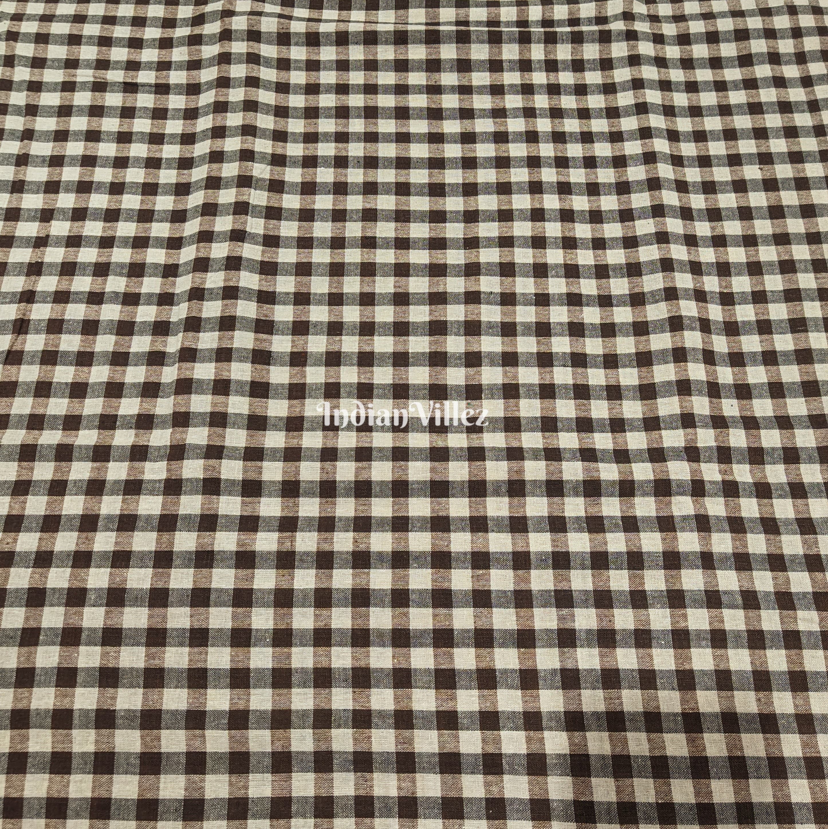 IndianVillèz Black and White Plaid Kotpad Handloom Fabric - view 2
