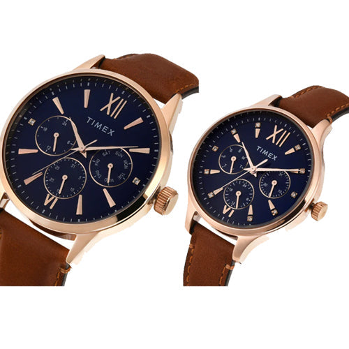 Timex Pairs Blue Round Multifunction Dial Watch 44mm & 36mm TW00PR302 - view 2