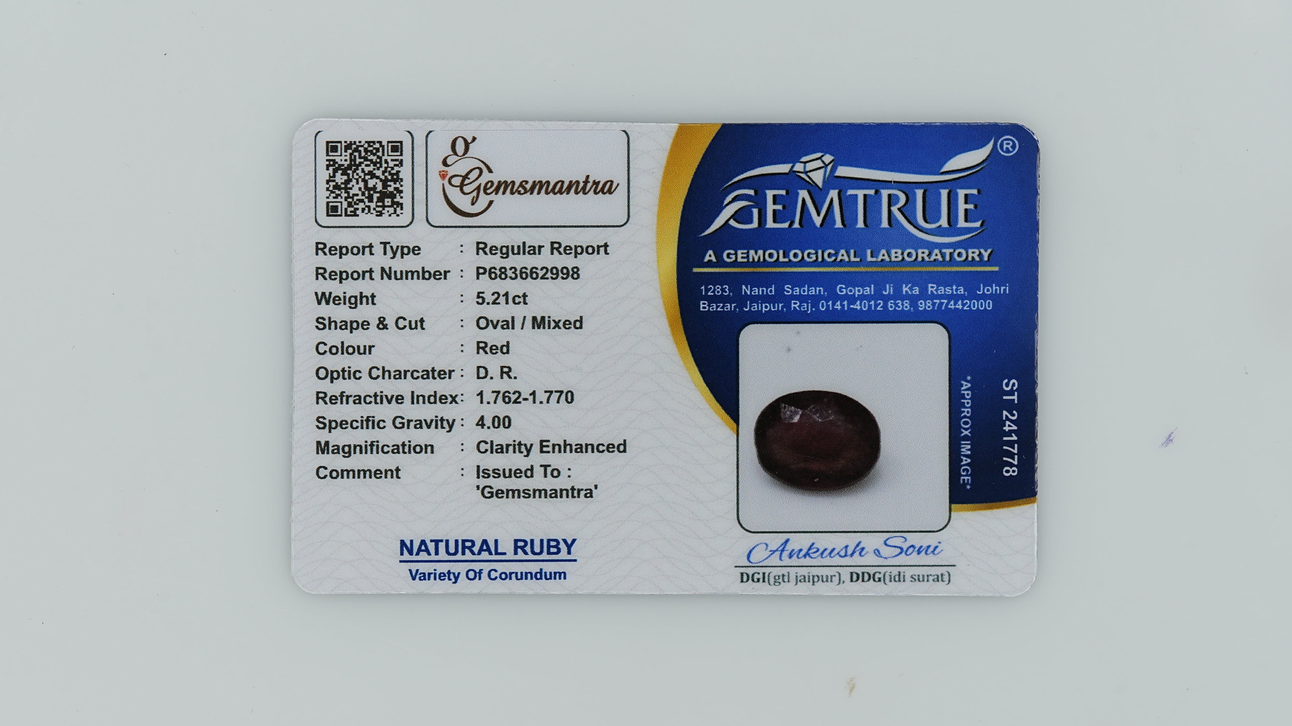 Gemsmantra Ruby - 5.21 Carats (5.731 Ratti) - view 3