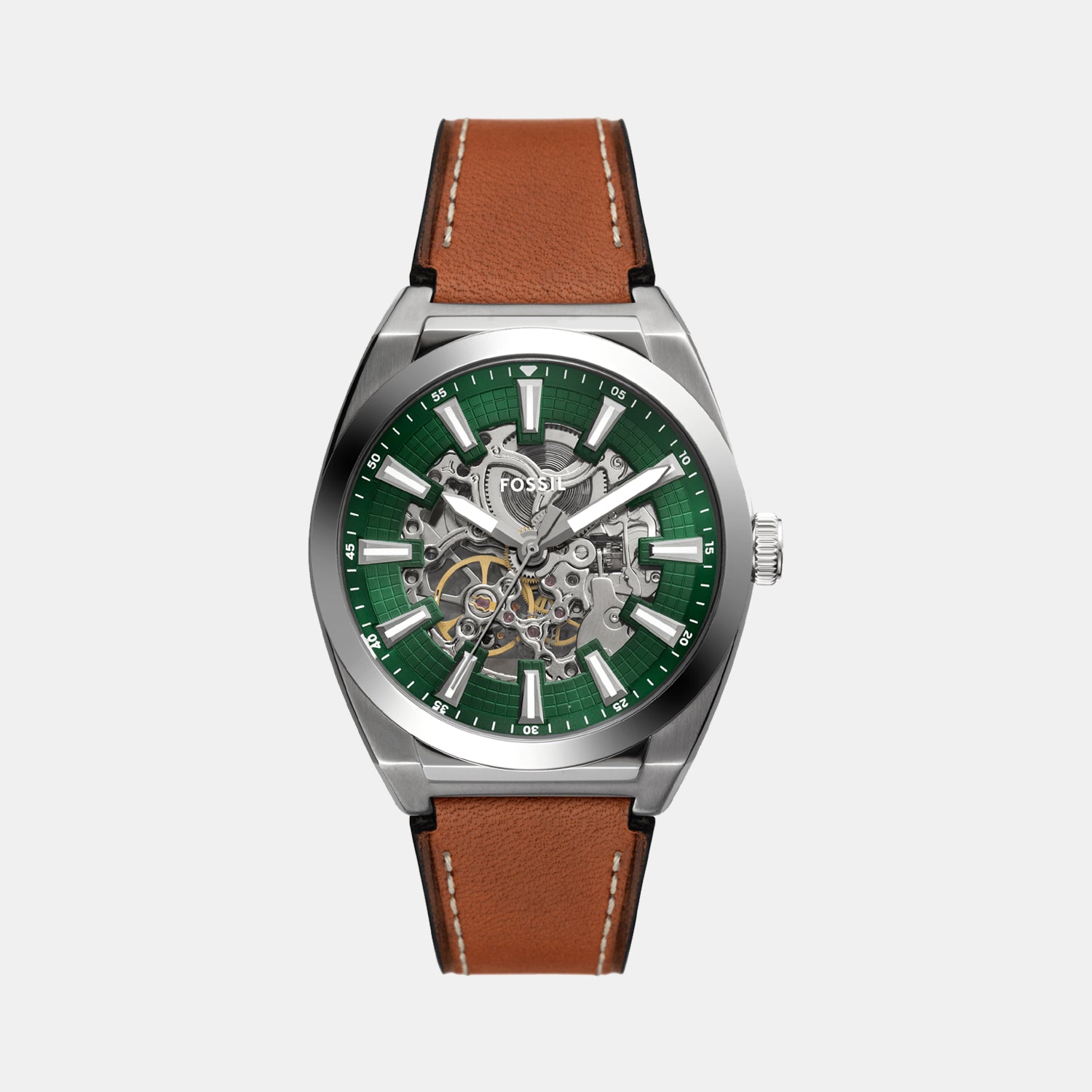 Fossil Everett Men Automatic Green Dial Analog Leather Watch ME3261