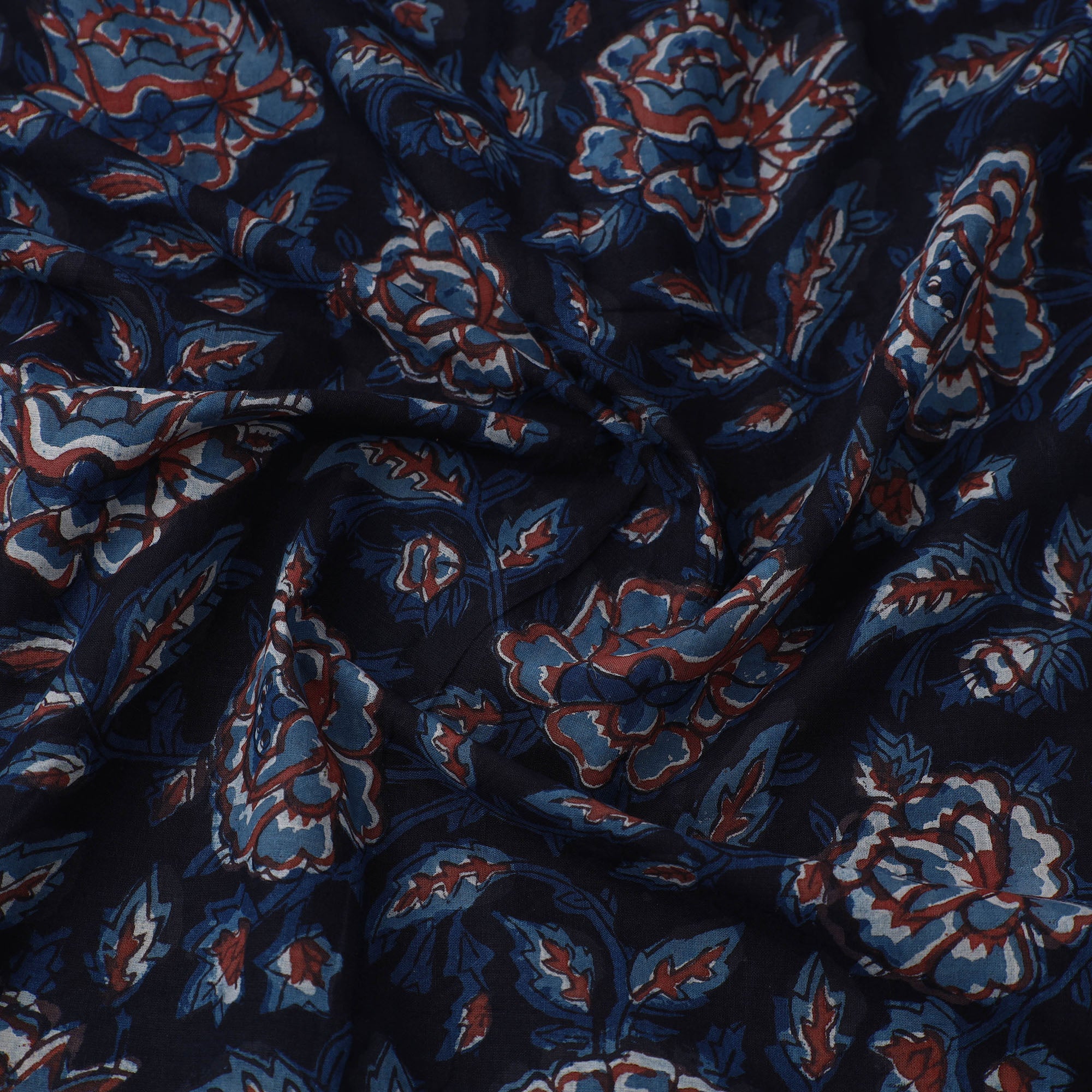HAVELI CHRONICLES Blue - Block Printed Cotton Jahota Fabric 17 - view 3