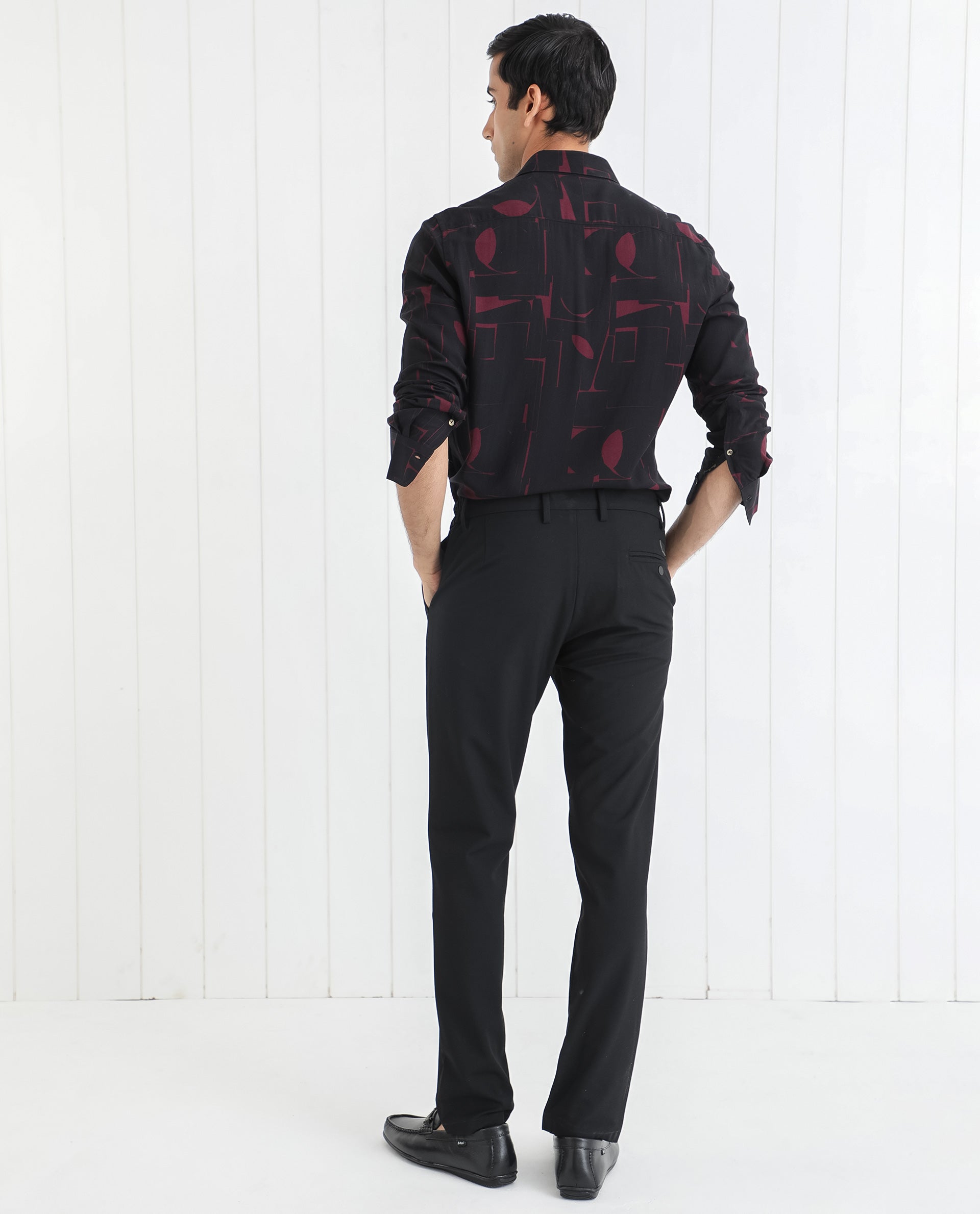 Rare Rabbit Men's Arjay Red Viscose Fabric Abstract Print Full Sleeves Shirt - view 12