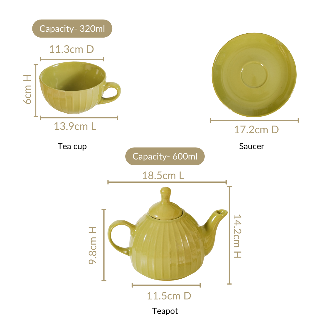 Nestasia Stackable Ambrosia Teapot And Cup With Saucer Olive Green - view 5