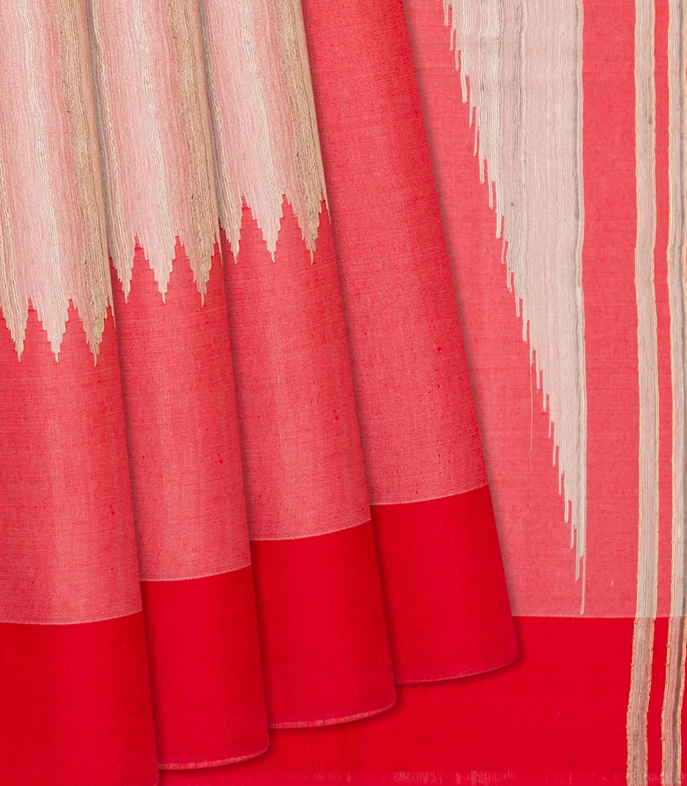 RmKV Red Woven Dupion Silk Saree With Rising Border-Red