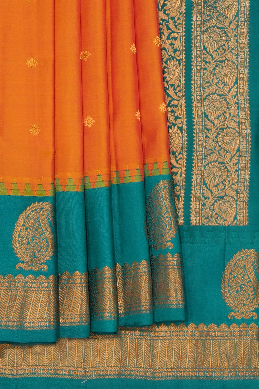 Kalanjali Gadwal Silk Orange Saree – Women's