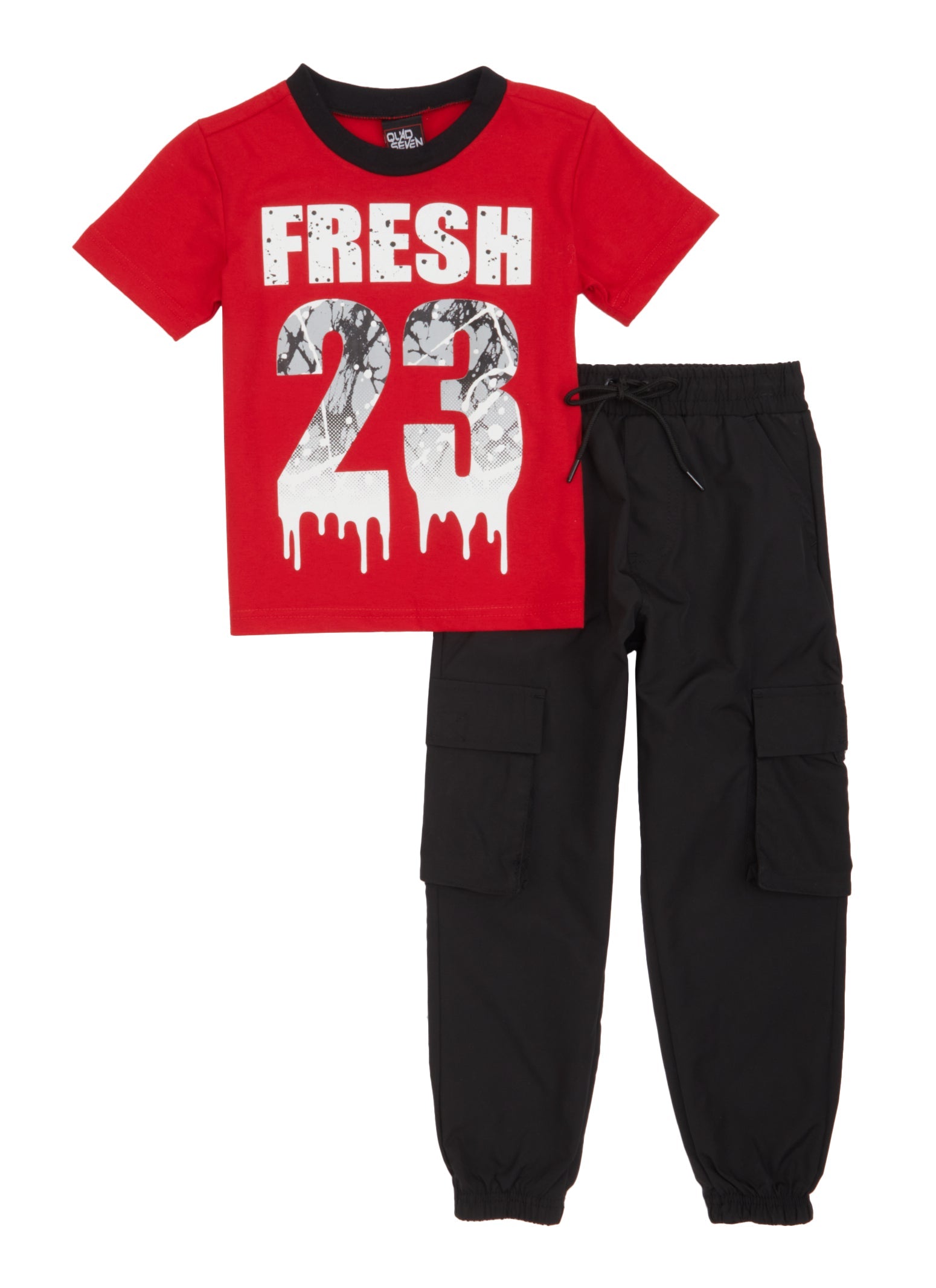 Rainbow Shops Little Boys Fresh 23 Graphic Tee and Cargo Joggers