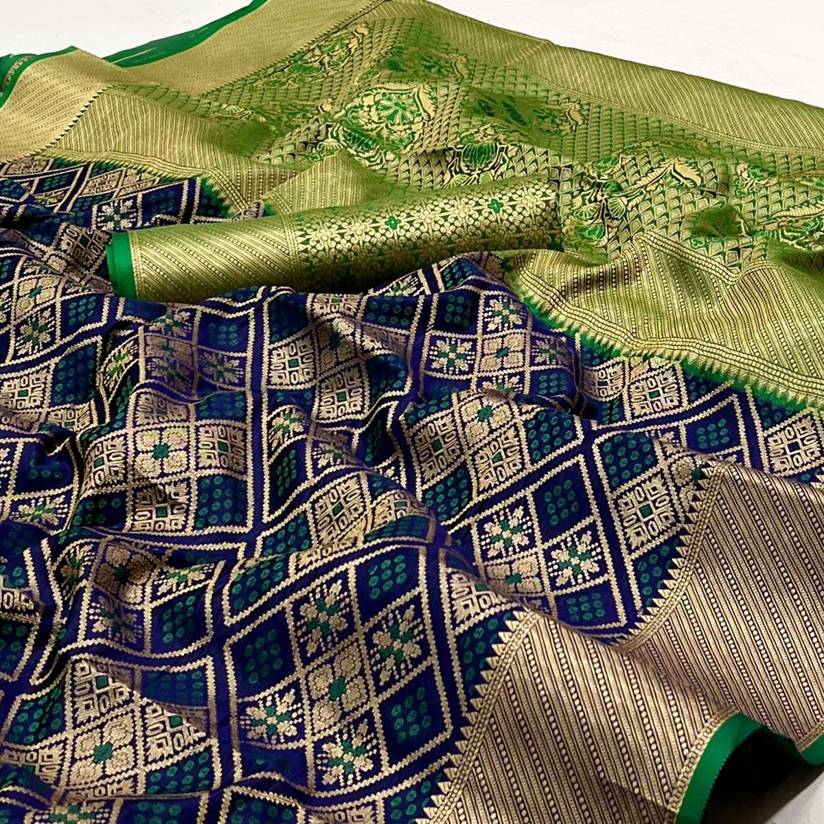Peachmode Blue Woven Patola Art Silk Saree – Women's - view 2
