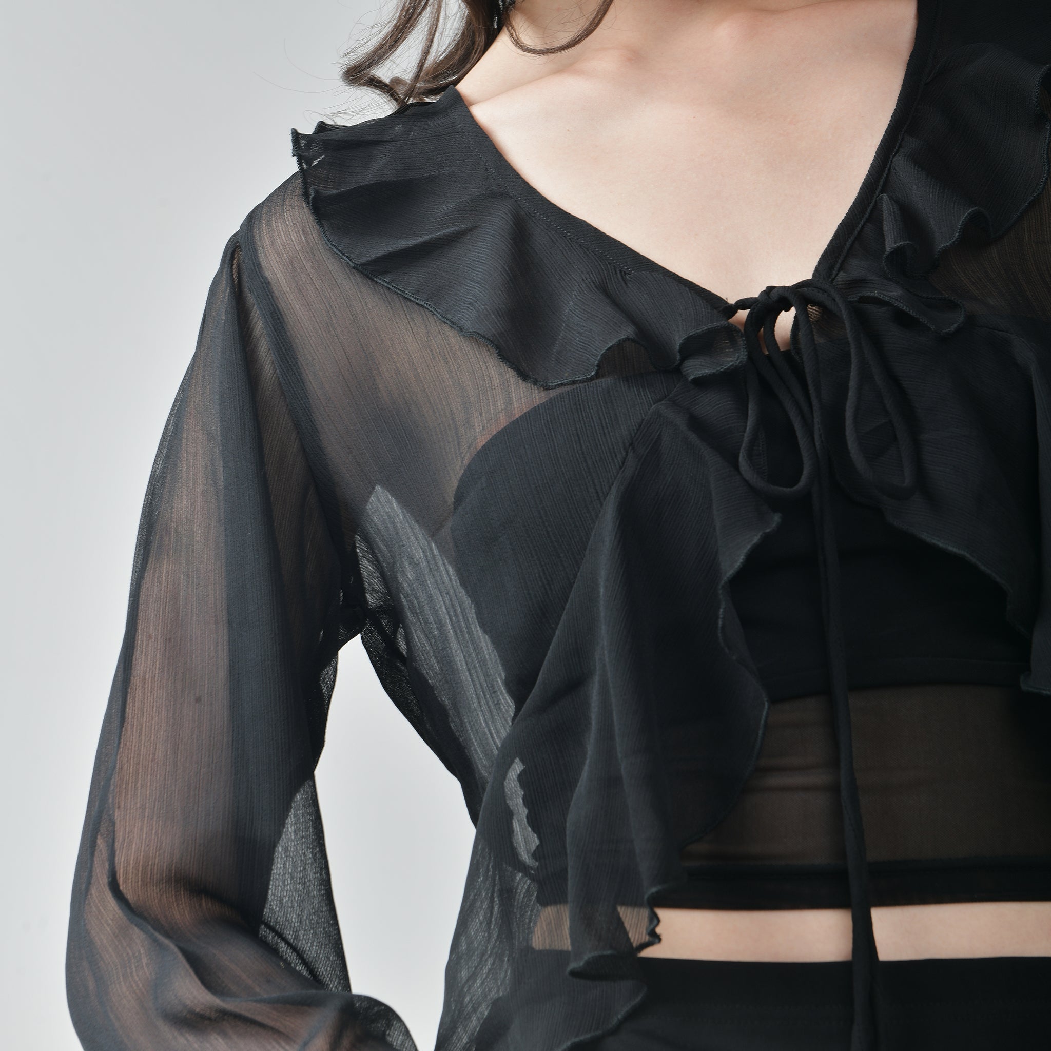 I Z F Ruffle Shrug & Mesh Tube Top Set